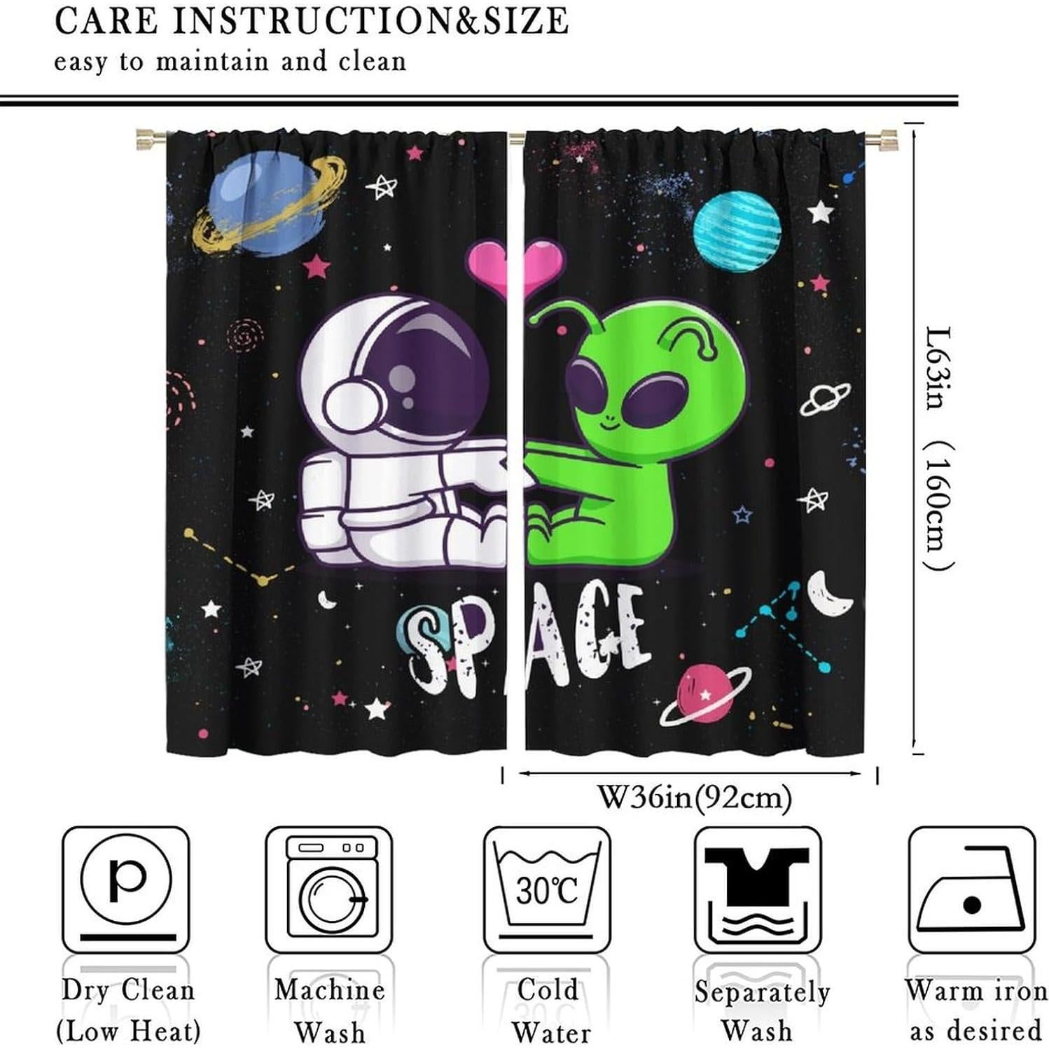 Cortinas Blackout Llylumty 36x63cm Espacio Astronauta