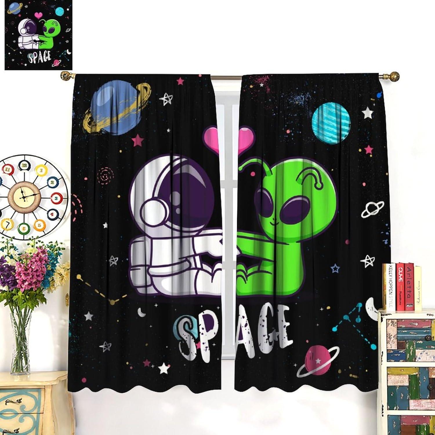 Cortinas Blackout Llylumty 36x63cm Espacio Astronauta