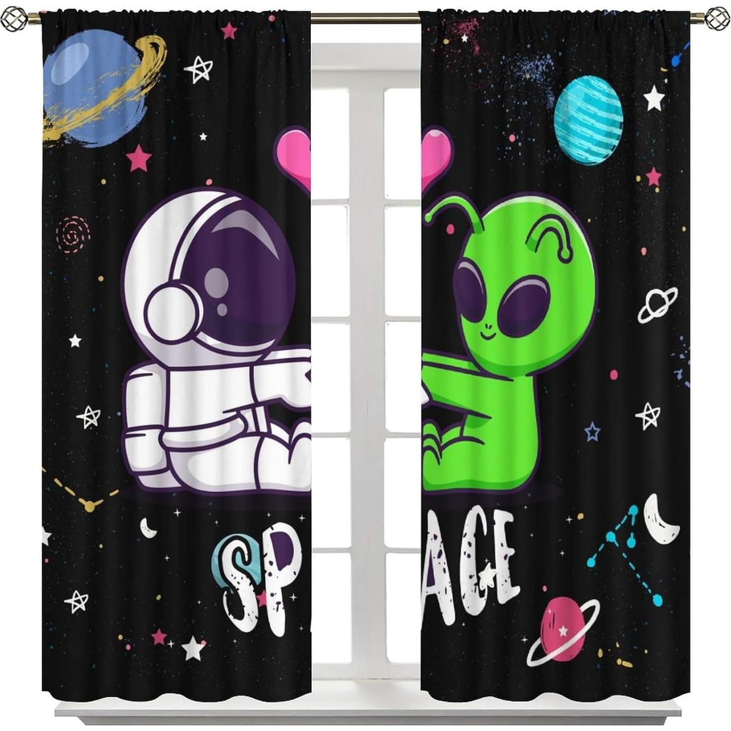 Cortinas Blackout Llylumty 36x63cm Espacio Astronauta