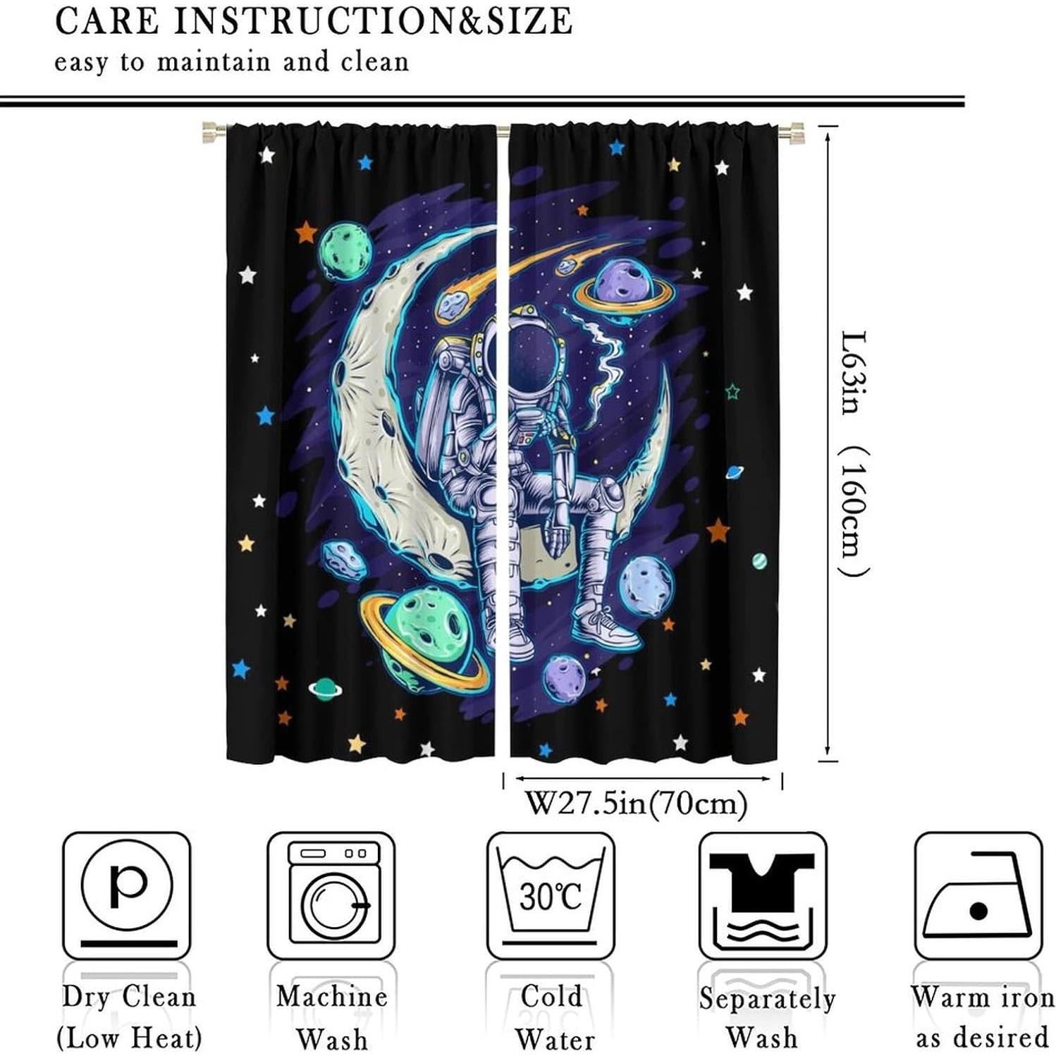 Cortinas Opacas Llylumty 2 Paneles Espacio 70x160cm