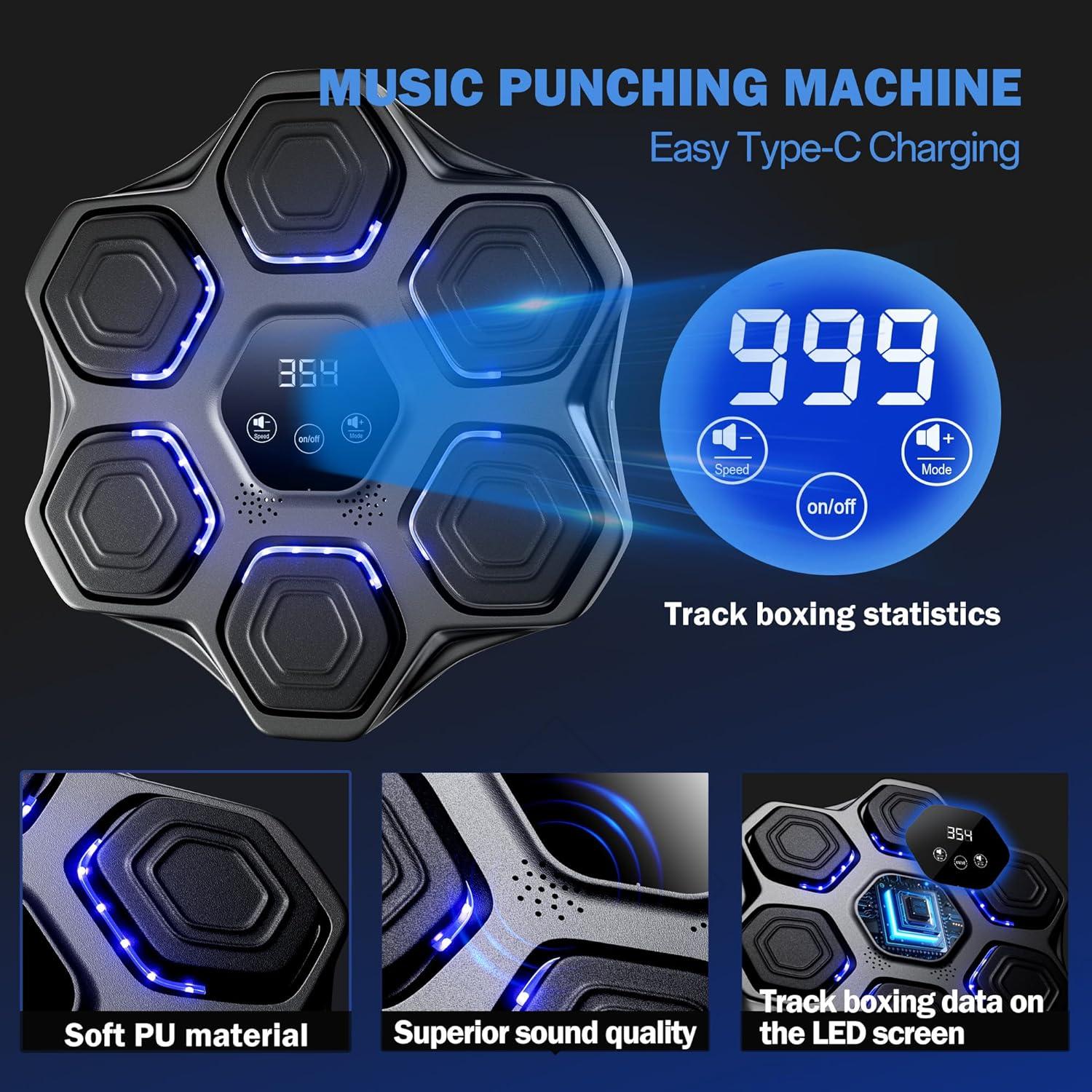 Máquina de Boxeo Musical LJINNOVEX HW-HW-005-BK, 9 Modos