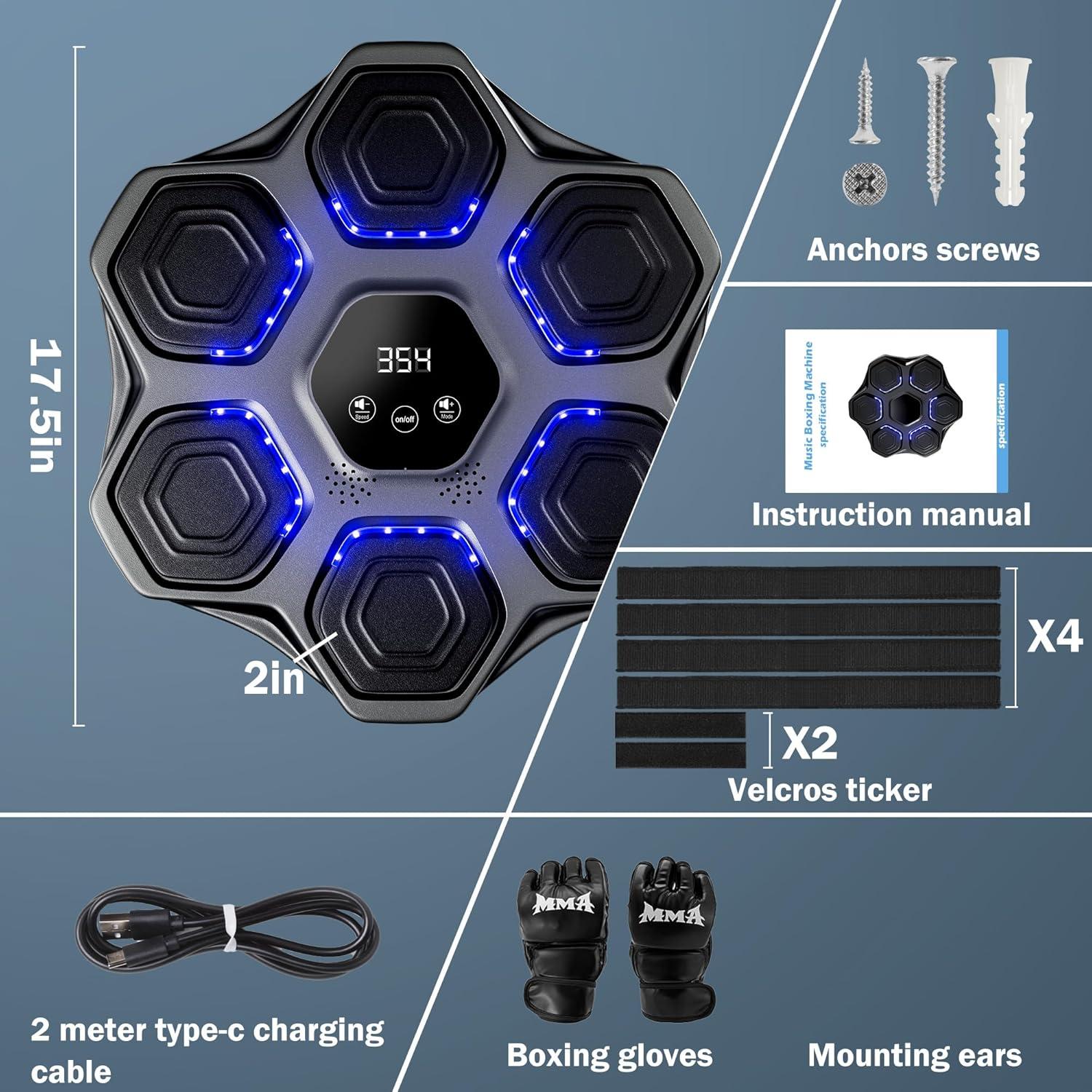 Máquina de Boxeo Musical LJINNOVEX HW-HW-005-BK, 9 Modos