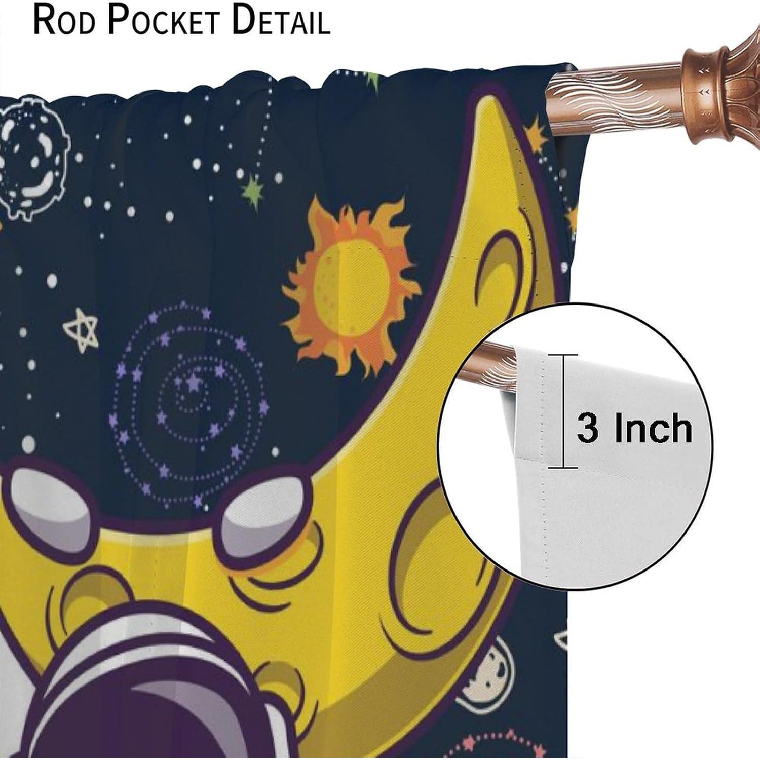 Cortinas Blackout Astronauta Llylumty 66x213cm 2 Paneles