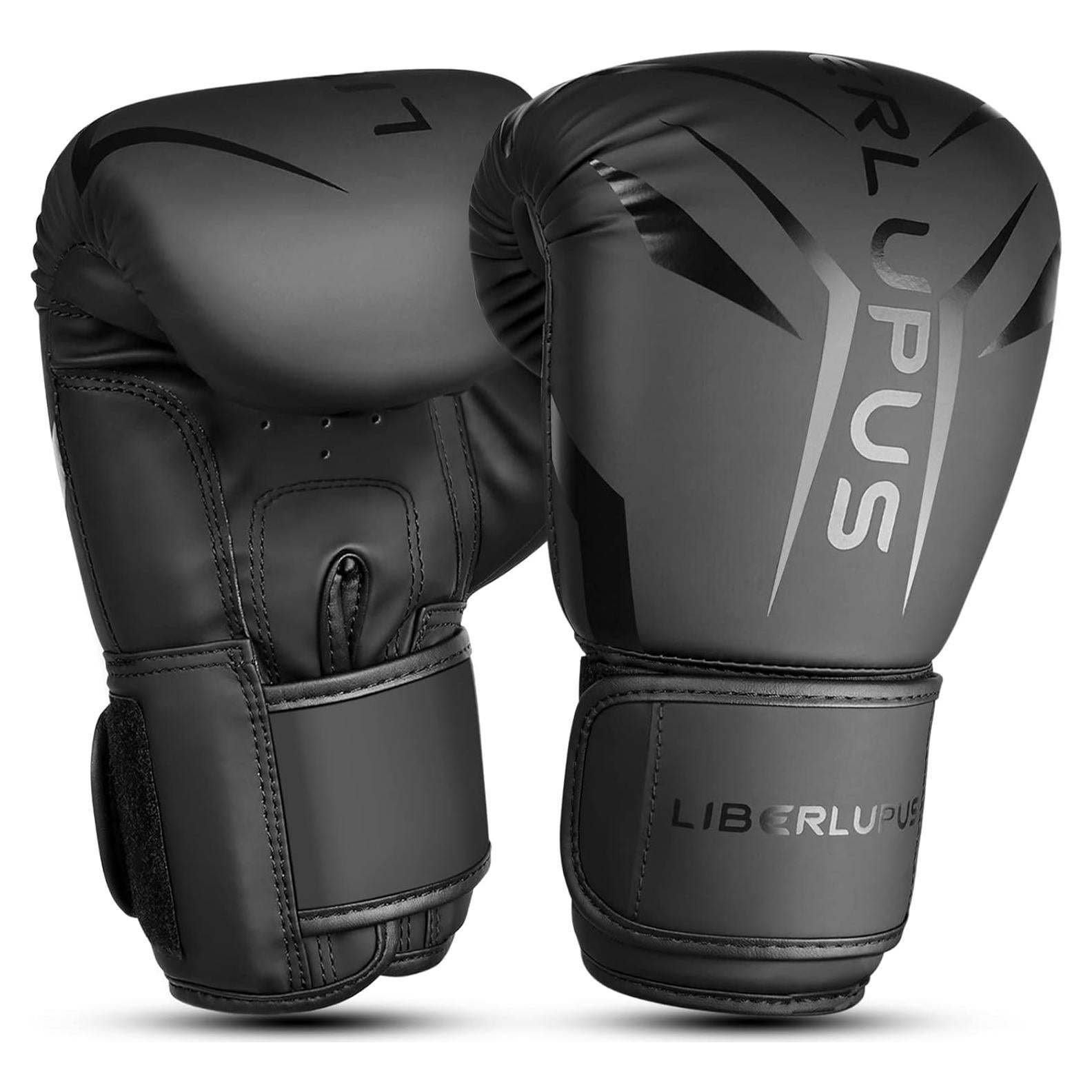 Guantes de Boxeo Liberlupus Unisex 10oz Negro Acolchados