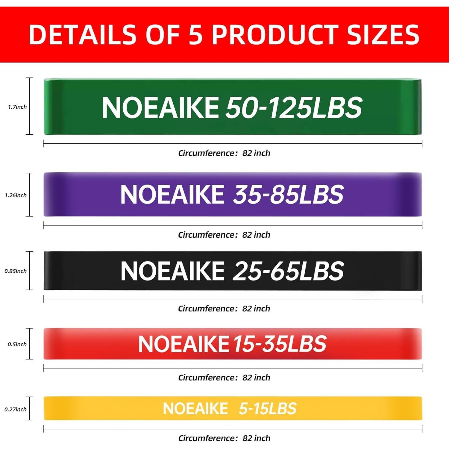 Bandas de Resistencia NOEAIKE para Ejercicio en Casa - 1 Nivel Medio