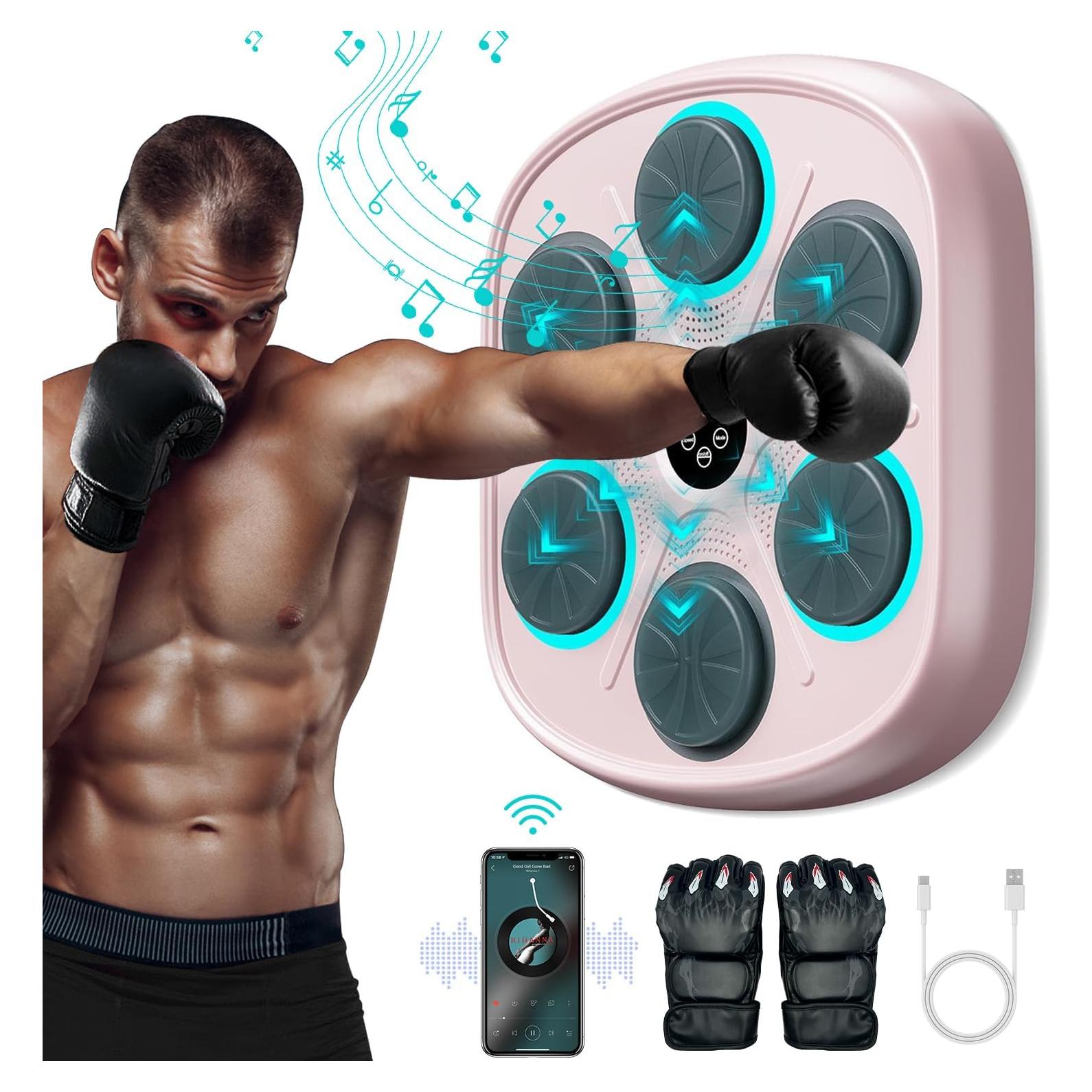 Máquina de Boxeo Musical Poetish MBT-06 con Guantes, Rosa