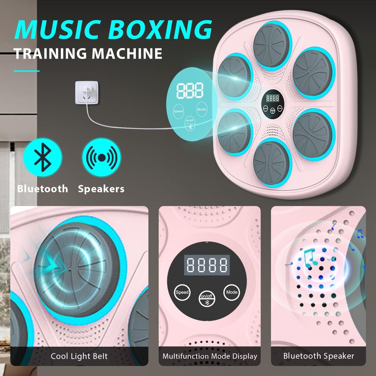 Máquina de Boxeo Musical Poetish MBT-06 con Guantes, Rosa