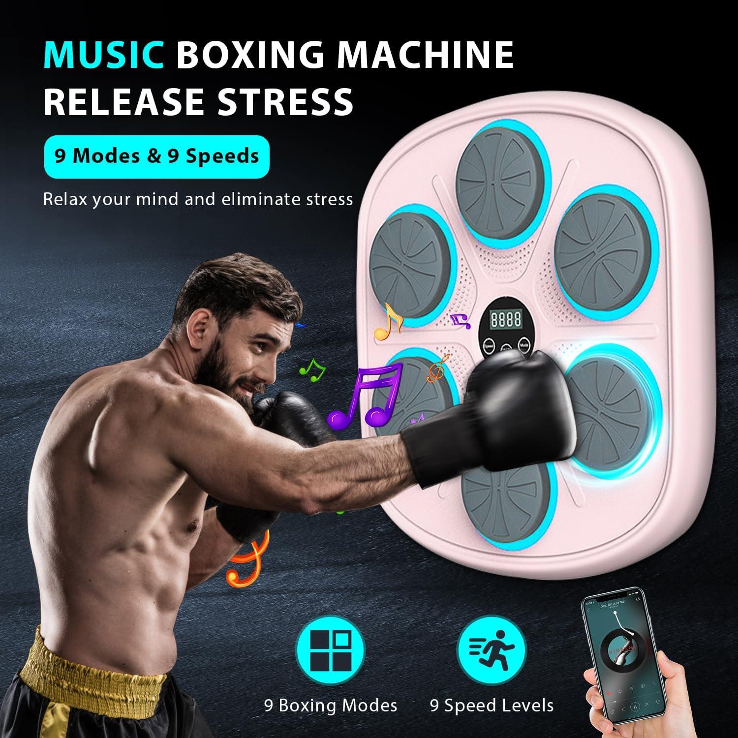 Máquina de Boxeo Musical Poetish MBT-06 con Guantes, Rosa