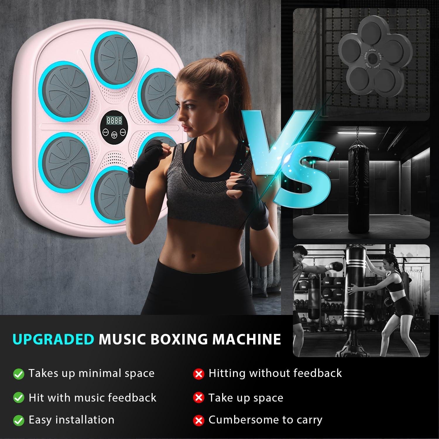 Máquina de Boxeo Musical Poetish MBT-06 con Guantes, Rosa