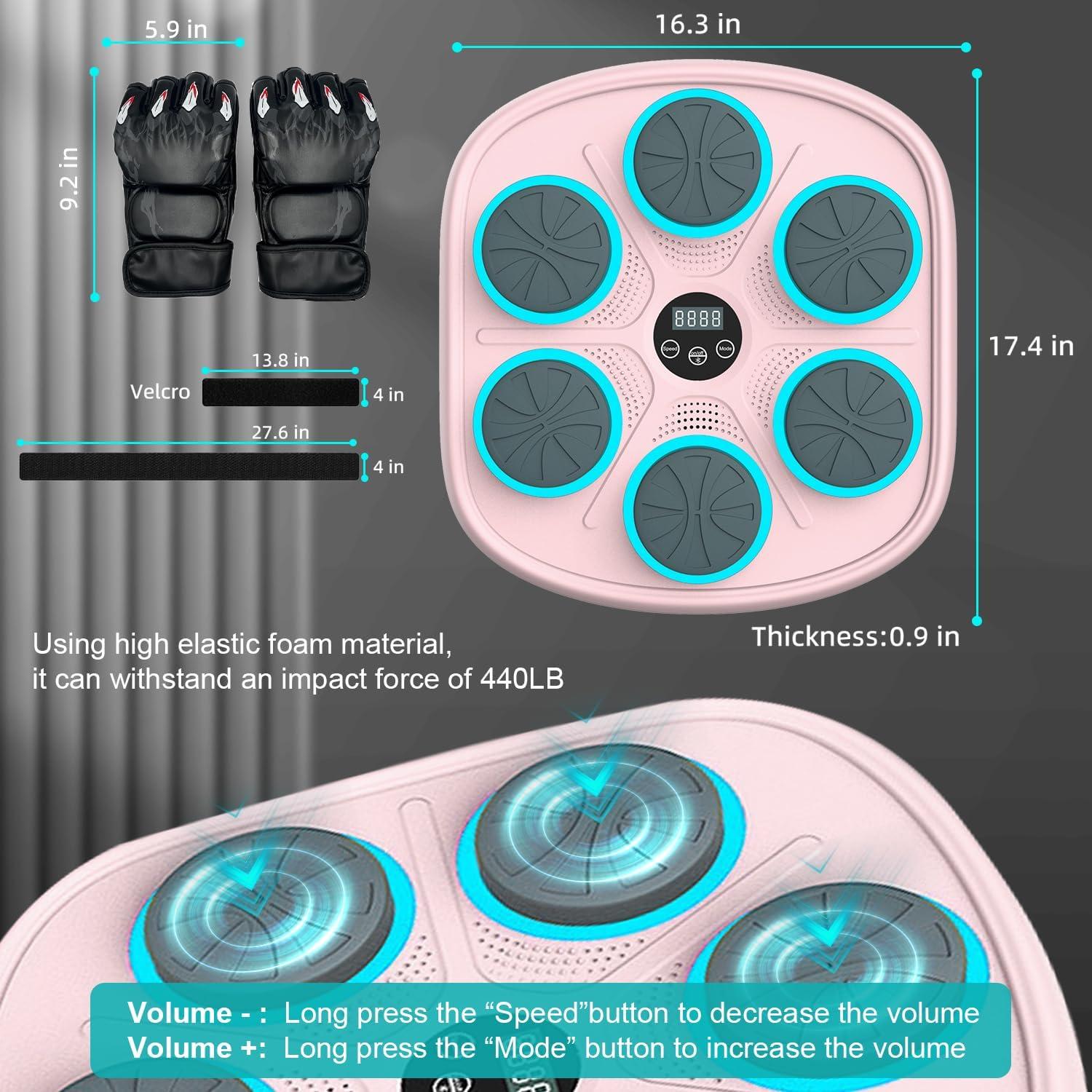 Máquina de Boxeo Musical Poetish MBT-06 con Guantes, Rosa