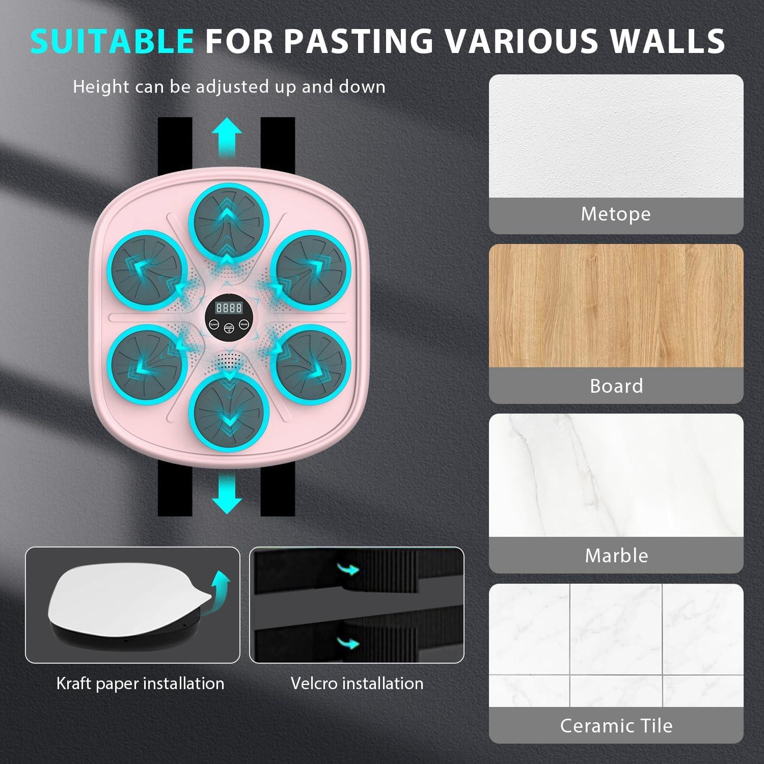 Máquina de Boxeo Musical Poetish MBT-06 con Guantes, Rosa