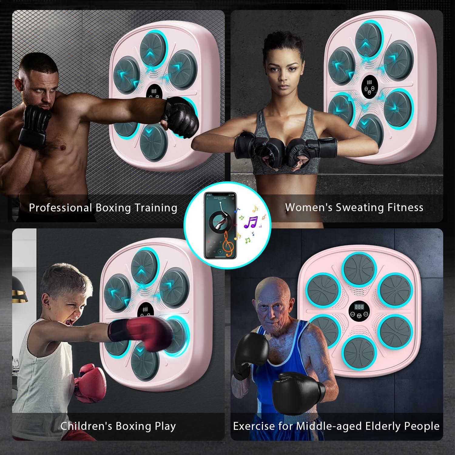 Máquina de Boxeo Musical Poetish MBT-06 con Guantes, Rosa