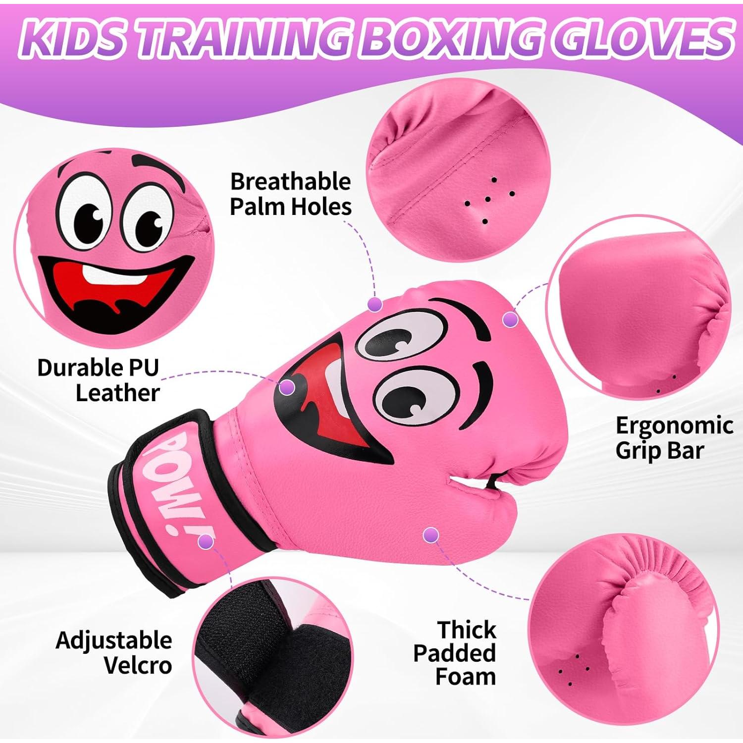 Guantes de Boxeo YORWHIN 4Oz para Niños 3-8 Años Rosa