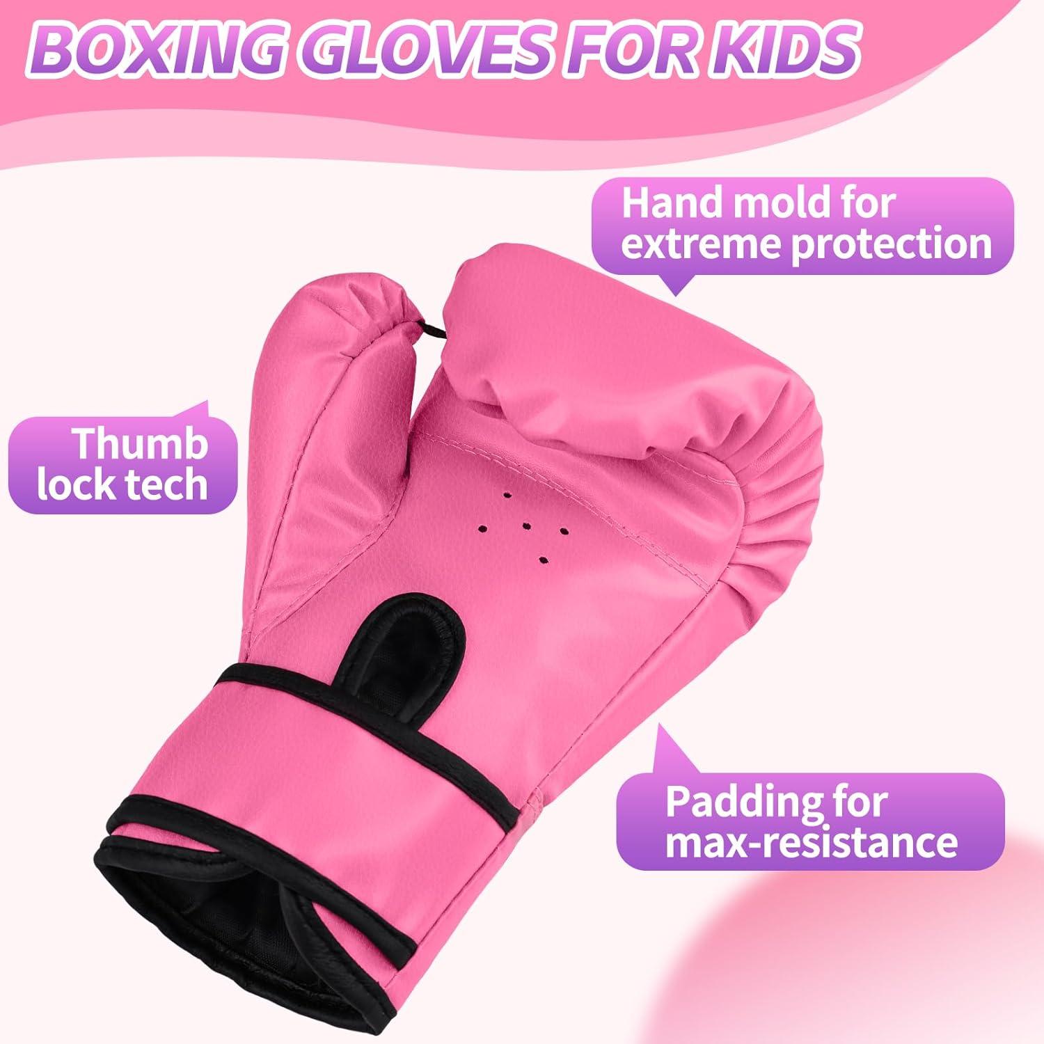 Guantes de Boxeo YORWHIN 4Oz para Niños 3-8 Años Rosa