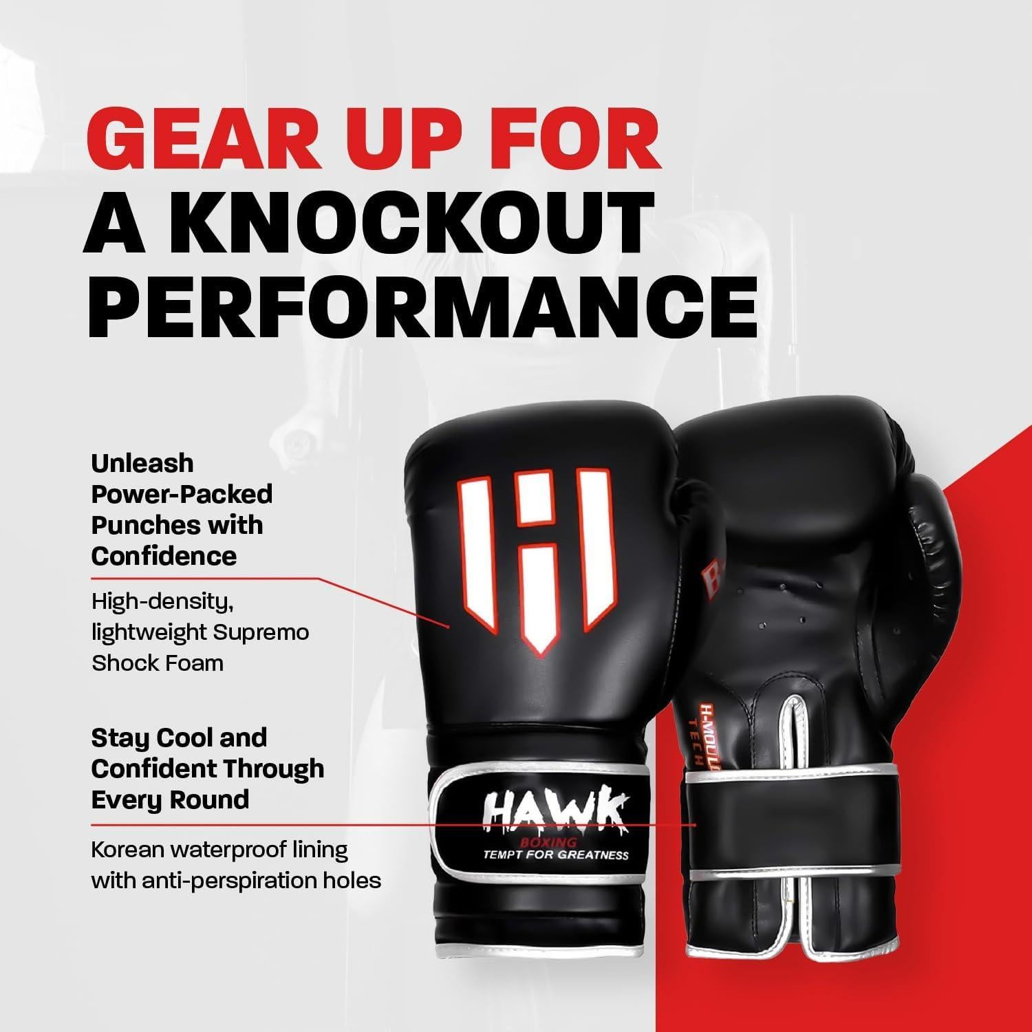 Guantes de Boxeo Hawk Sports 10oz Unisex Negro Acolchados