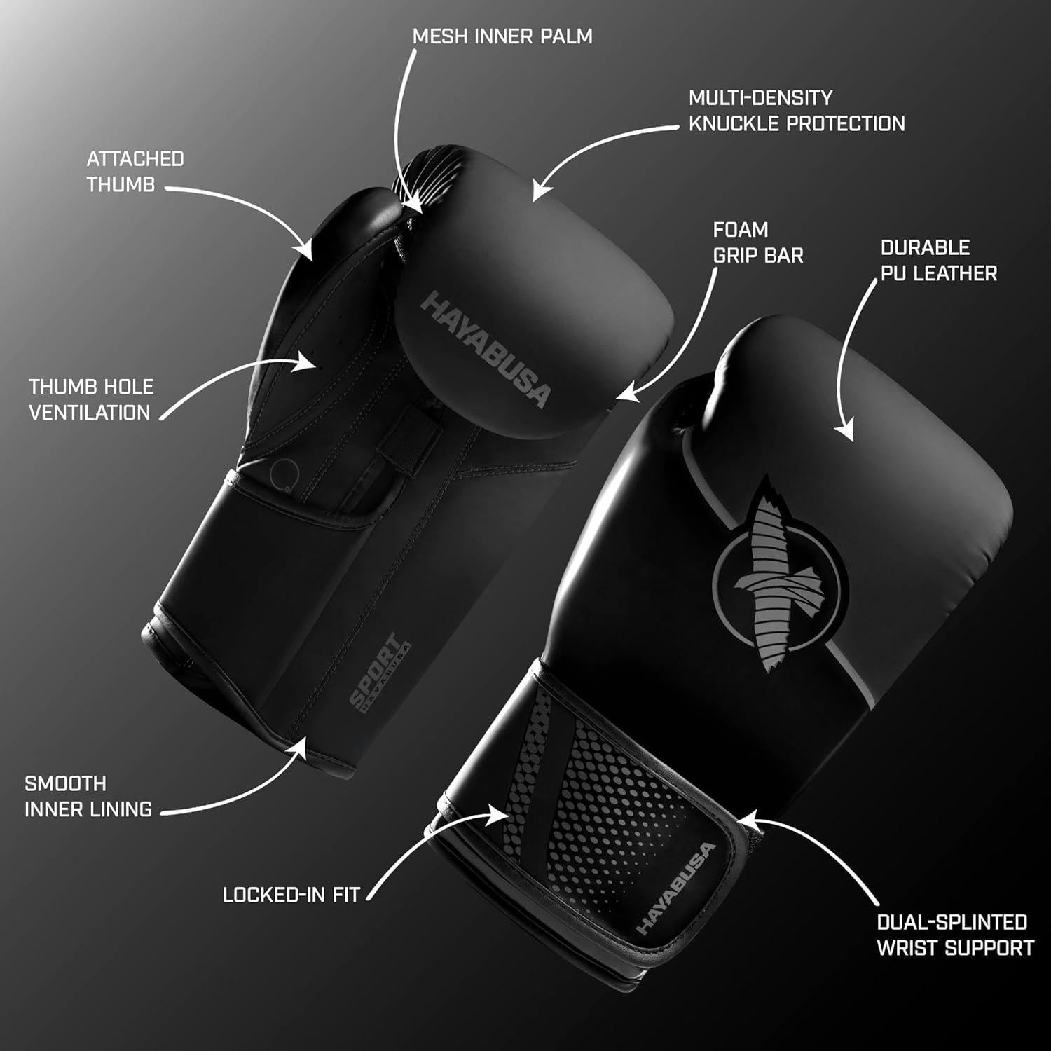 Guantes de Boxeo Hayabusa Sport 16oz - Soporte Doble y Acolchado