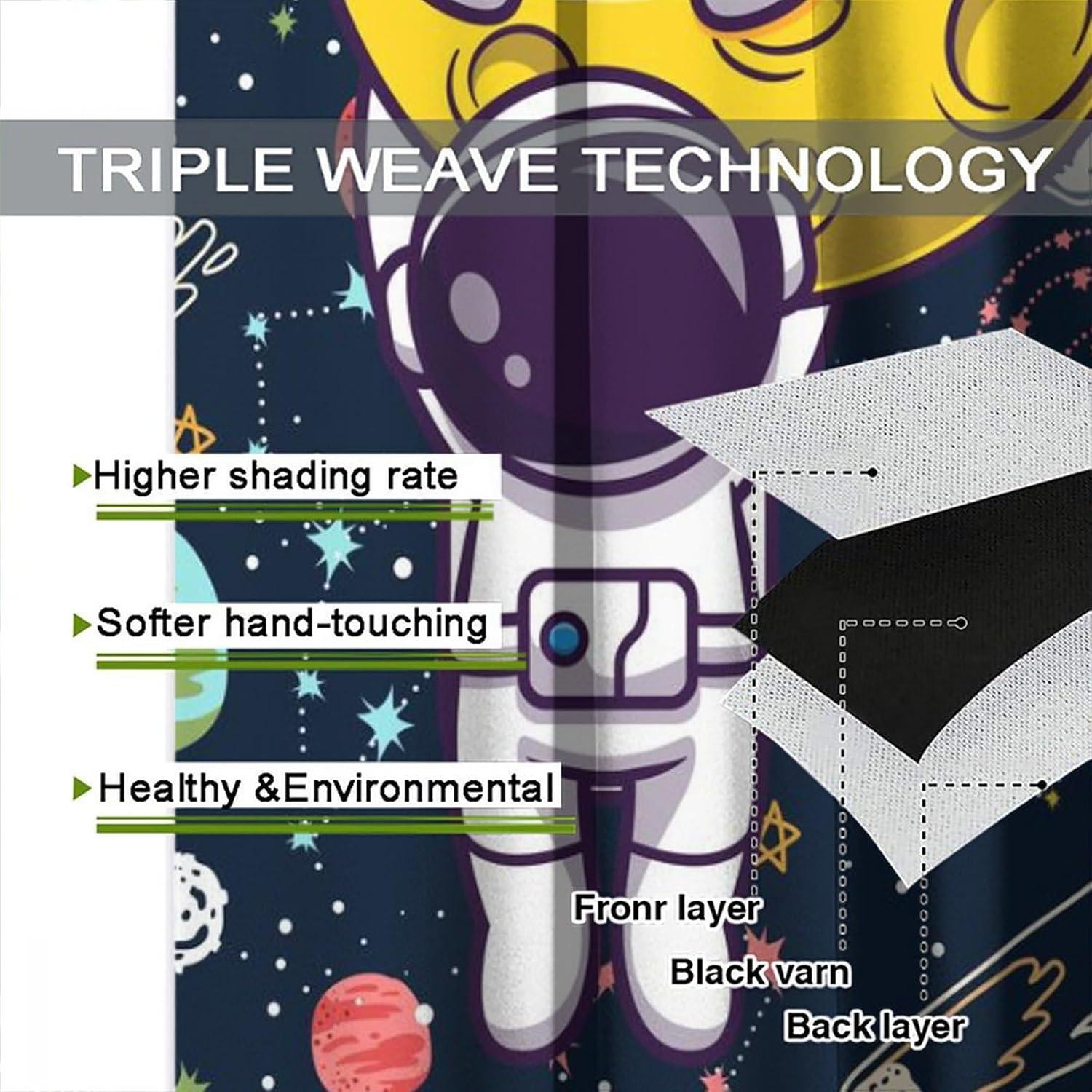 Cortinas Blackout Astronauta Llylumty 2 Paneles 53,5x137cm