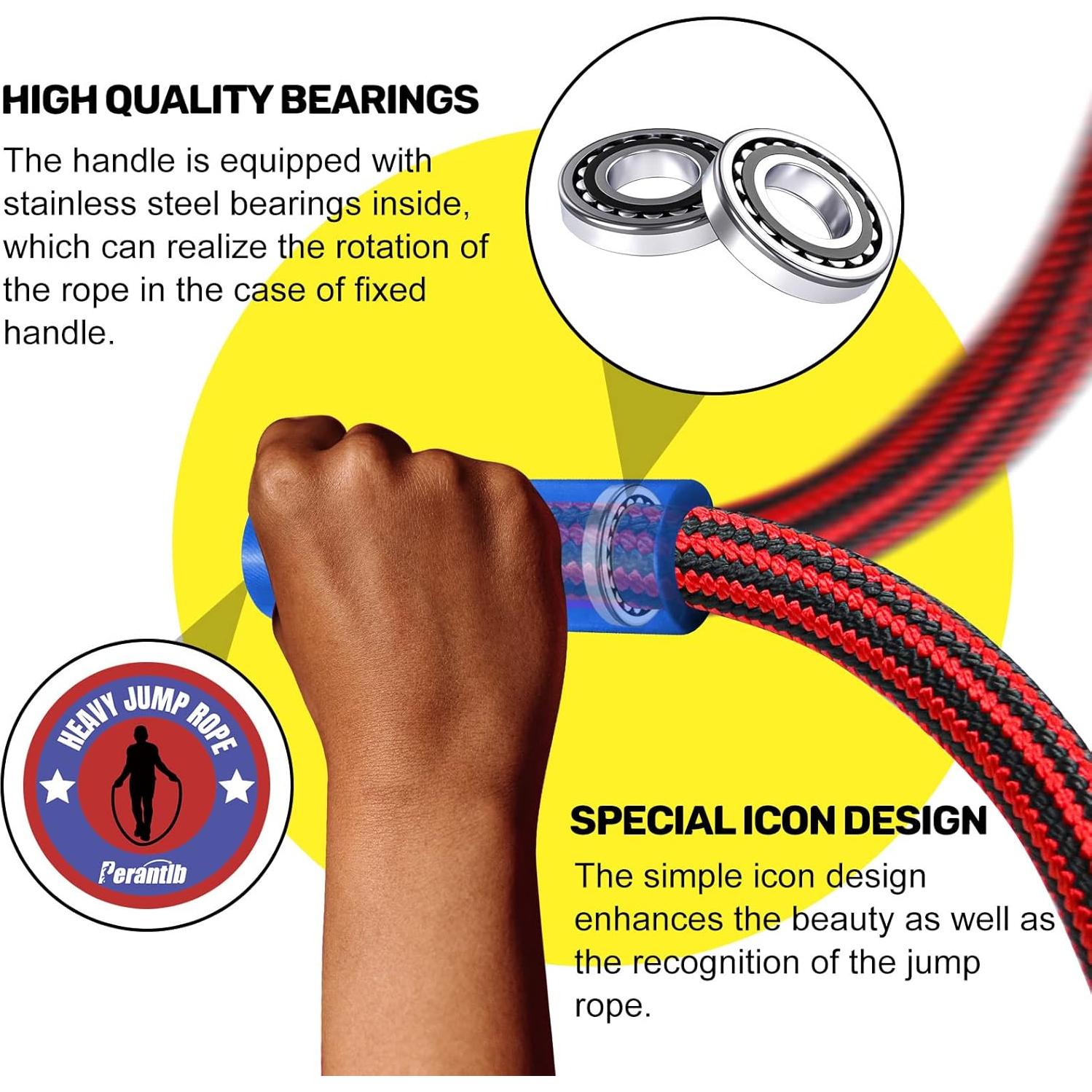 Cuerda de Salto Pesada Perantlb 3 m con Mango Rotatorio