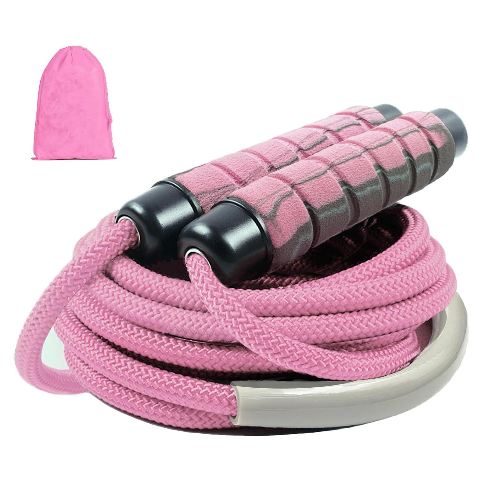 Cuerda de Salto Ajustable FitColt Rosa con Peso y Mango de Espuma