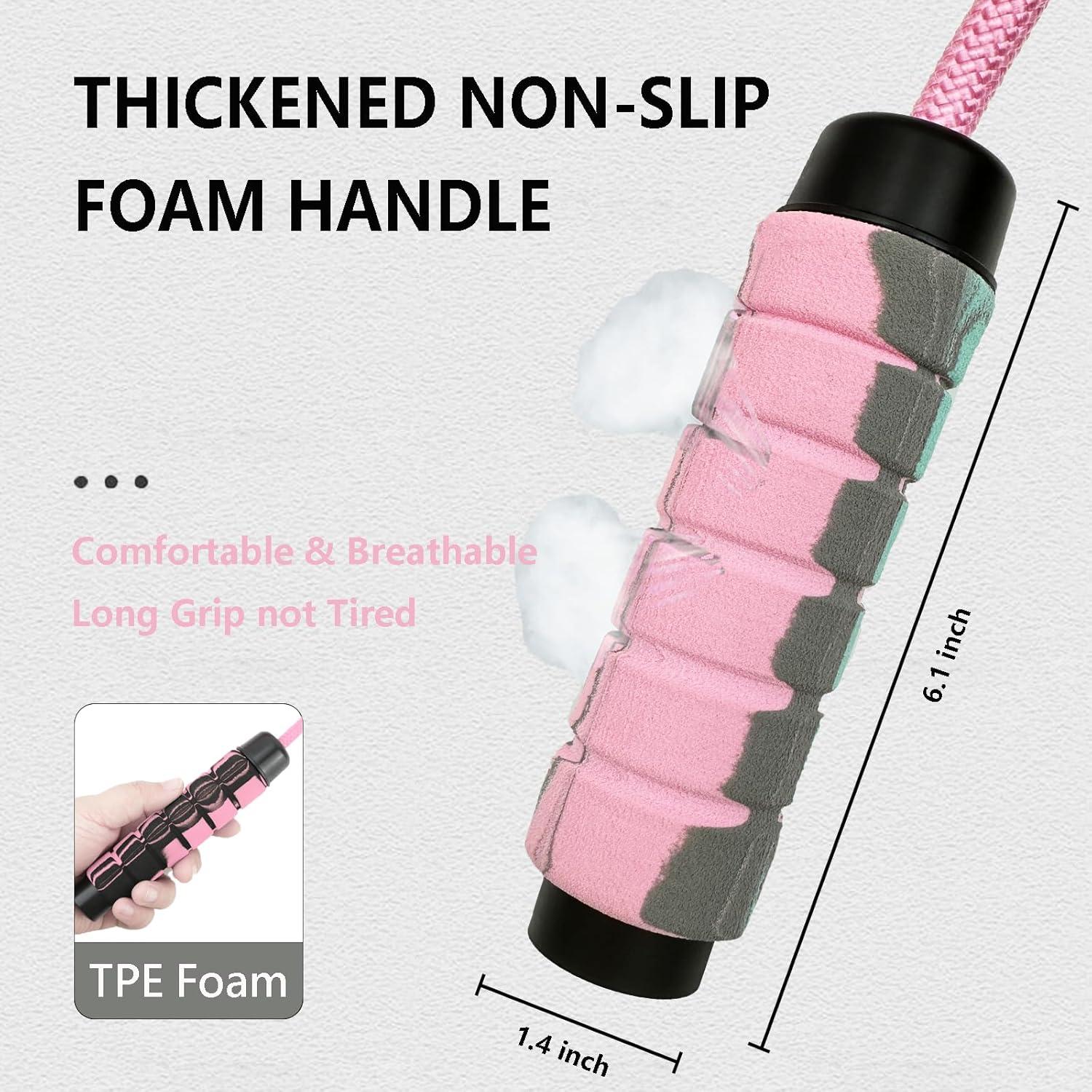 Cuerda de Salto Ajustable FitColt Rosa con Peso y Mango de Espuma