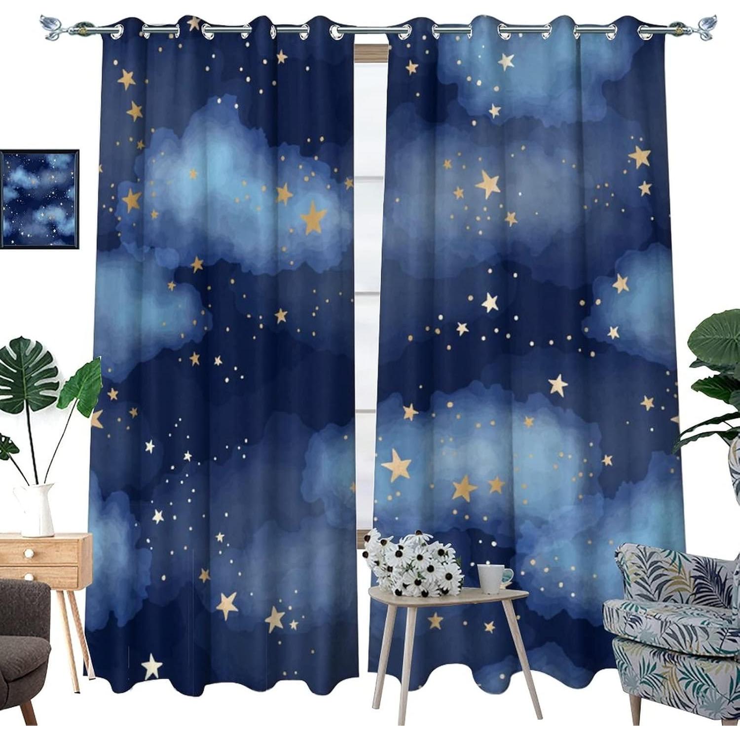 Cortinas Opacas Llylumty Estrelladas 53.5x160cm Juego 2