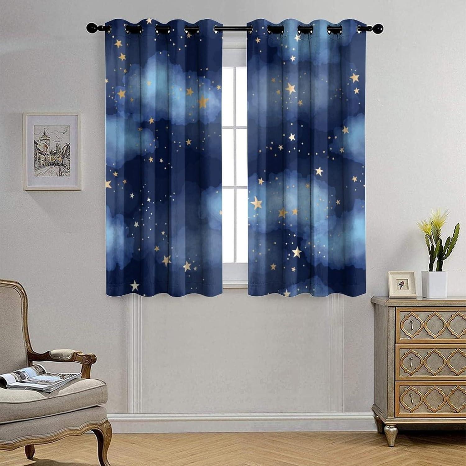 Cortinas Opacas Llylumty Estrelladas 53.5x160cm Juego 2