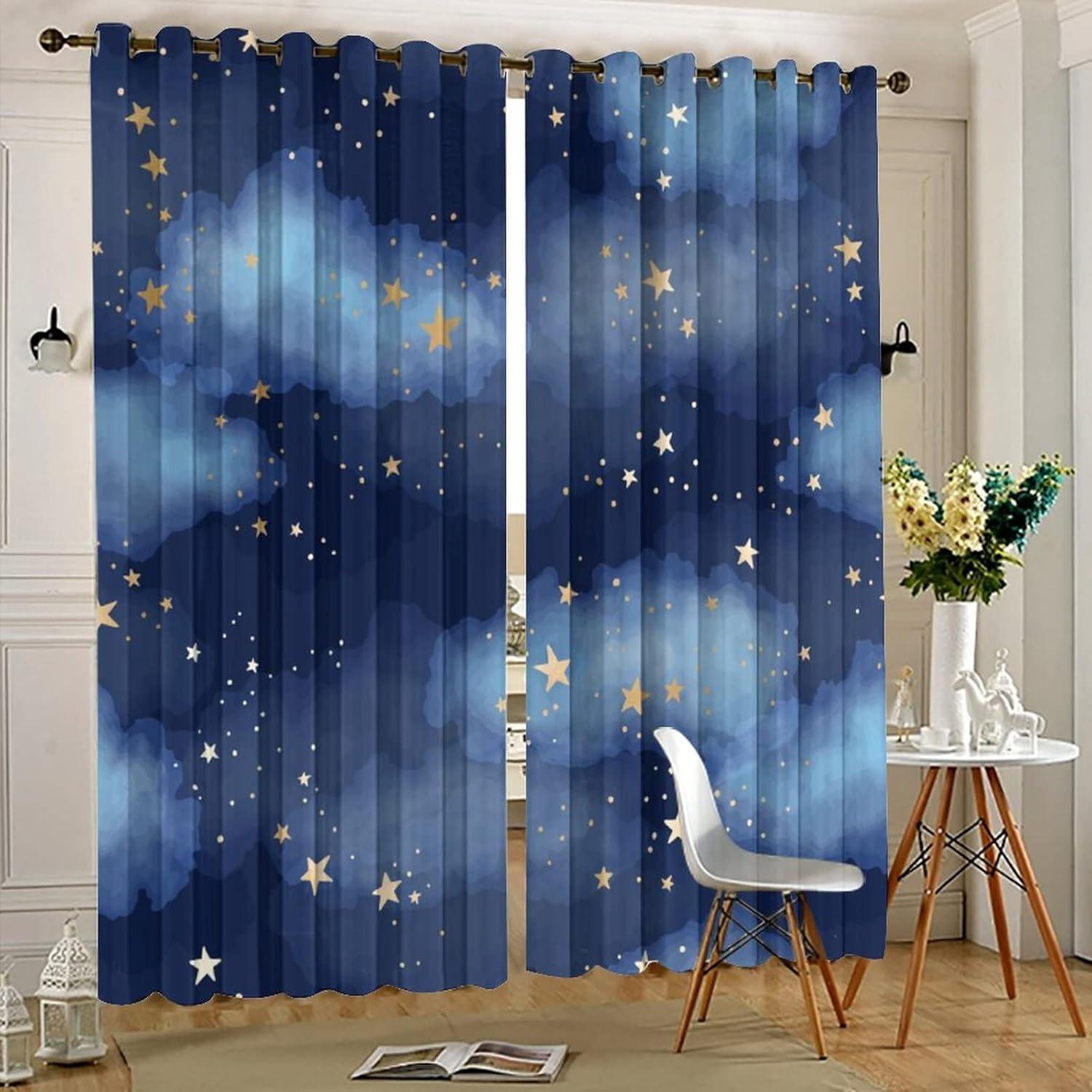 Cortinas Opacas Llylumty Estrelladas 53.5x160cm Juego 2