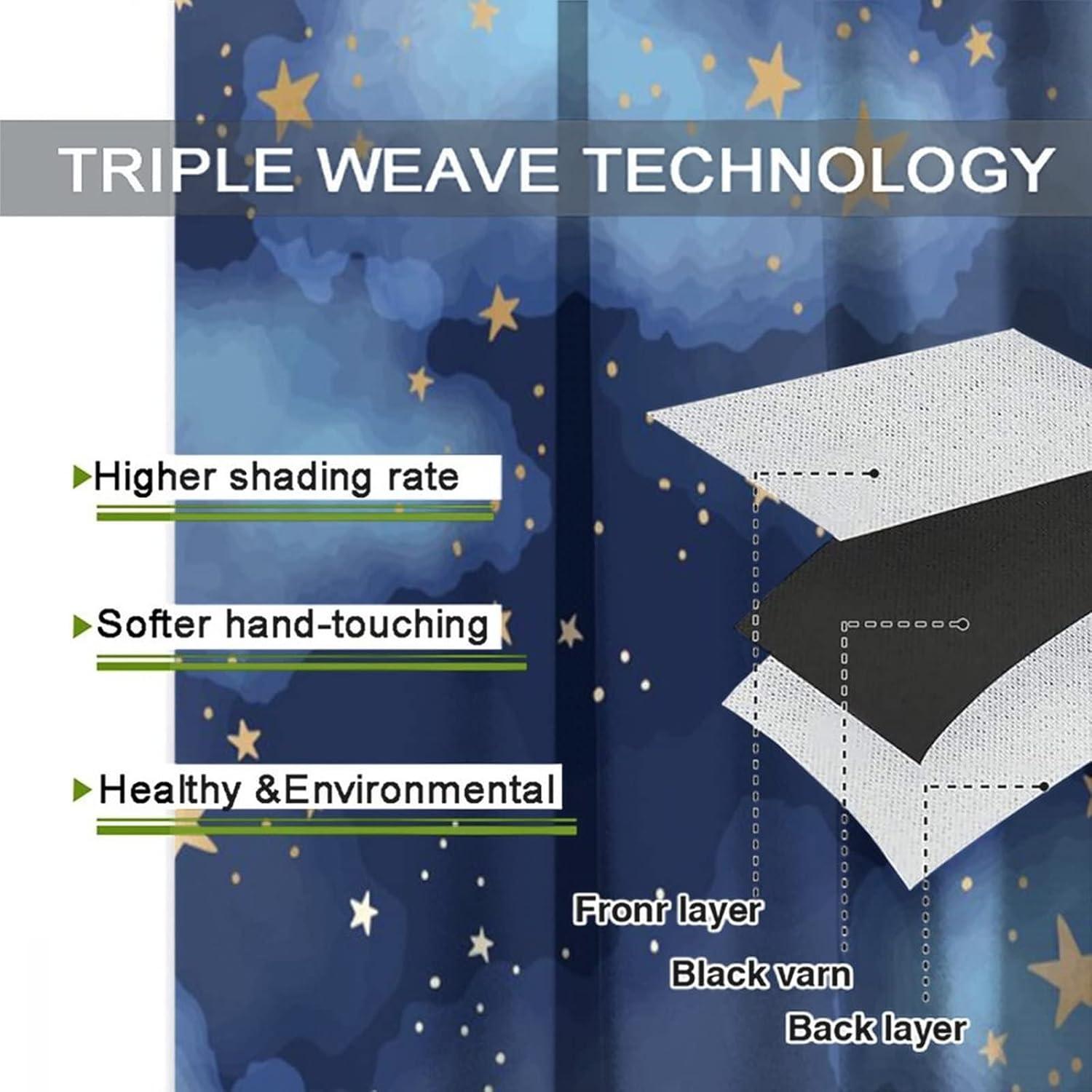 Cortinas Opacas Llylumty Estrelladas 53.5x160cm Juego 2