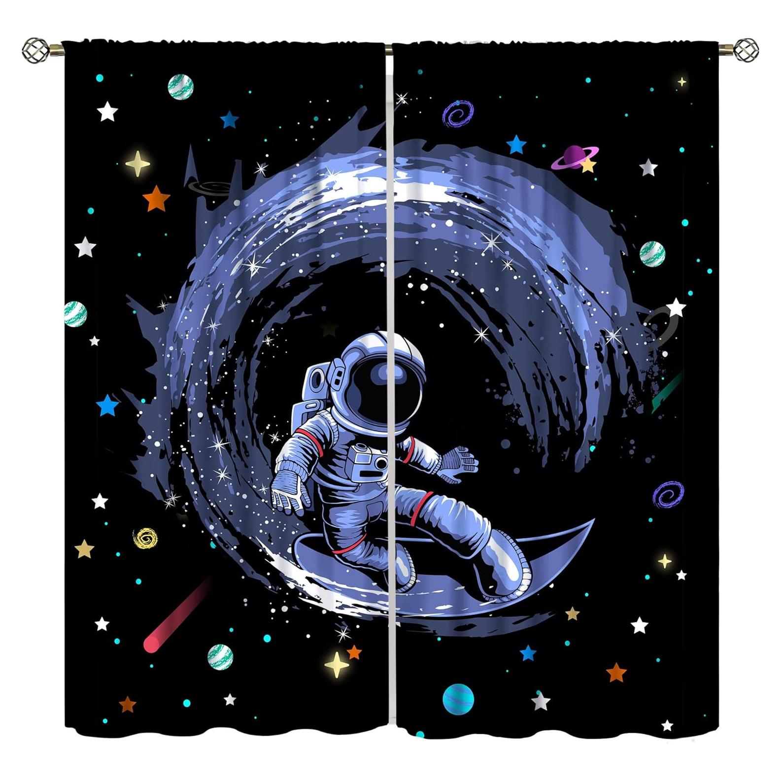 Cortinas Ligeras Llylumty 53.5x114cm Caricatura Astronauta