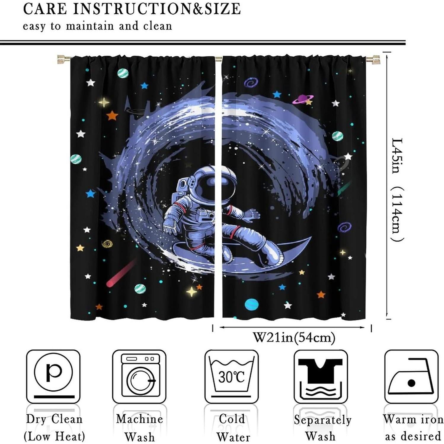 Cortinas Ligeras Llylumty 53.5x114cm Caricatura Astronauta