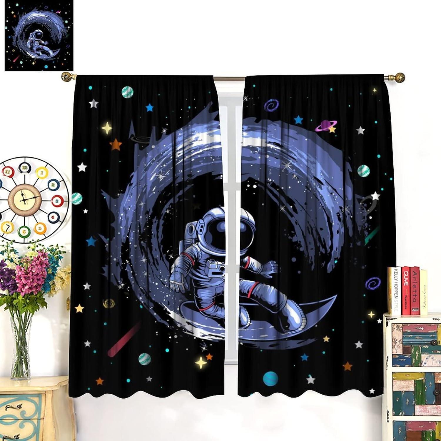 Cortinas Ligeras Llylumty 53.5x114cm Caricatura Astronauta