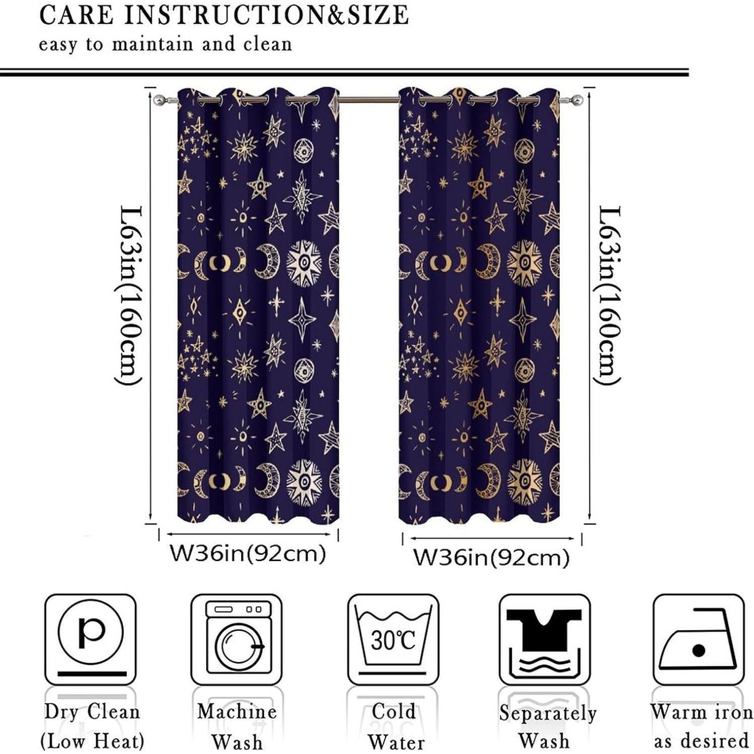 Cortinas Blackout Llylumty 2 Paneles Estrellas 91.5x160cm
