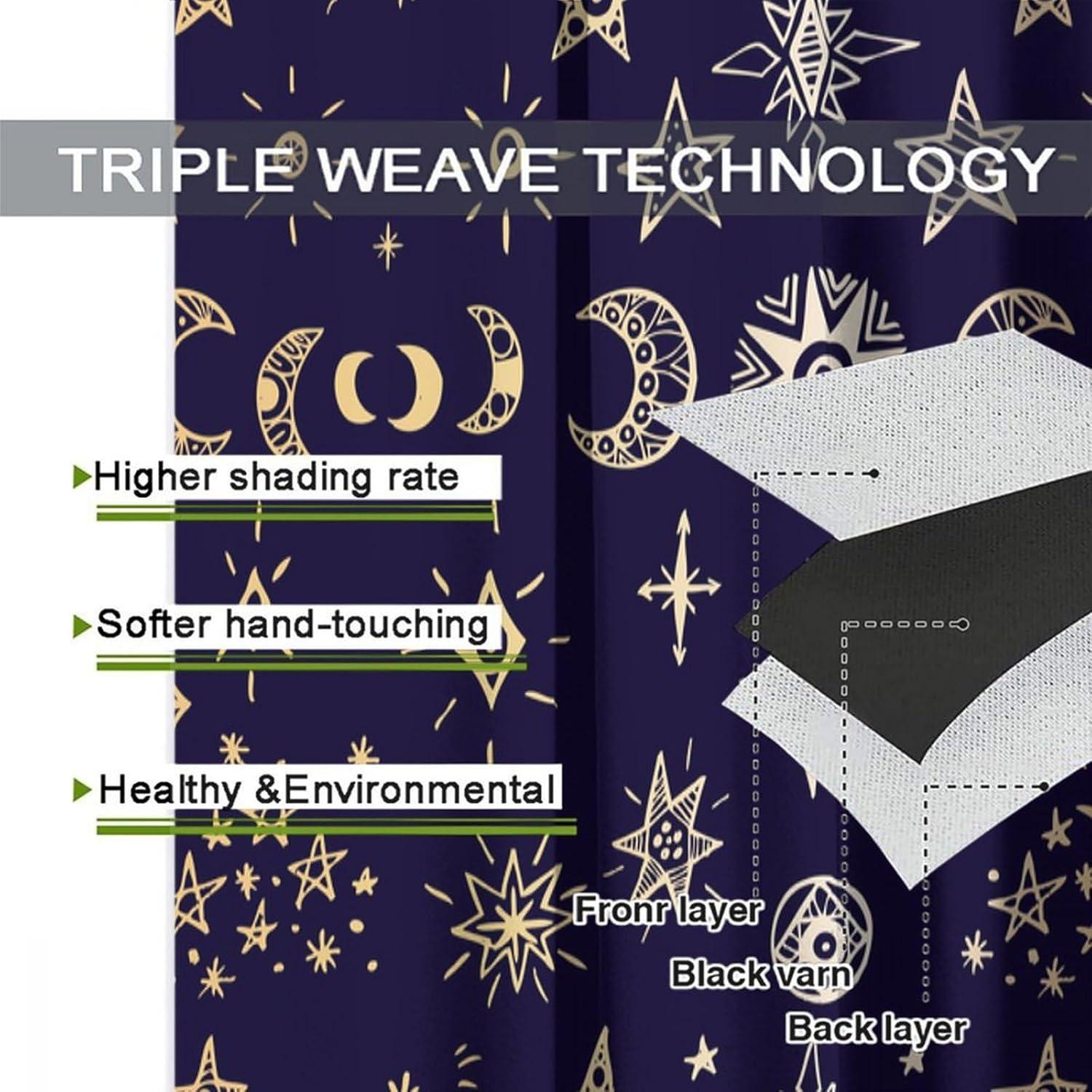 Cortinas Blackout Llylumty 2 Paneles Estrellas 91.5x160cm