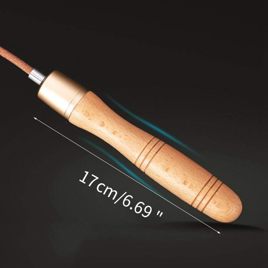 Cuerda de Saltar Ajustable ZLLJH de Cuero y Madera 3m