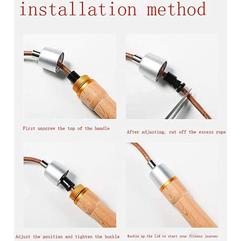 Cuerda de Saltar Ajustable ZLLJH de Cuero y Madera 3m