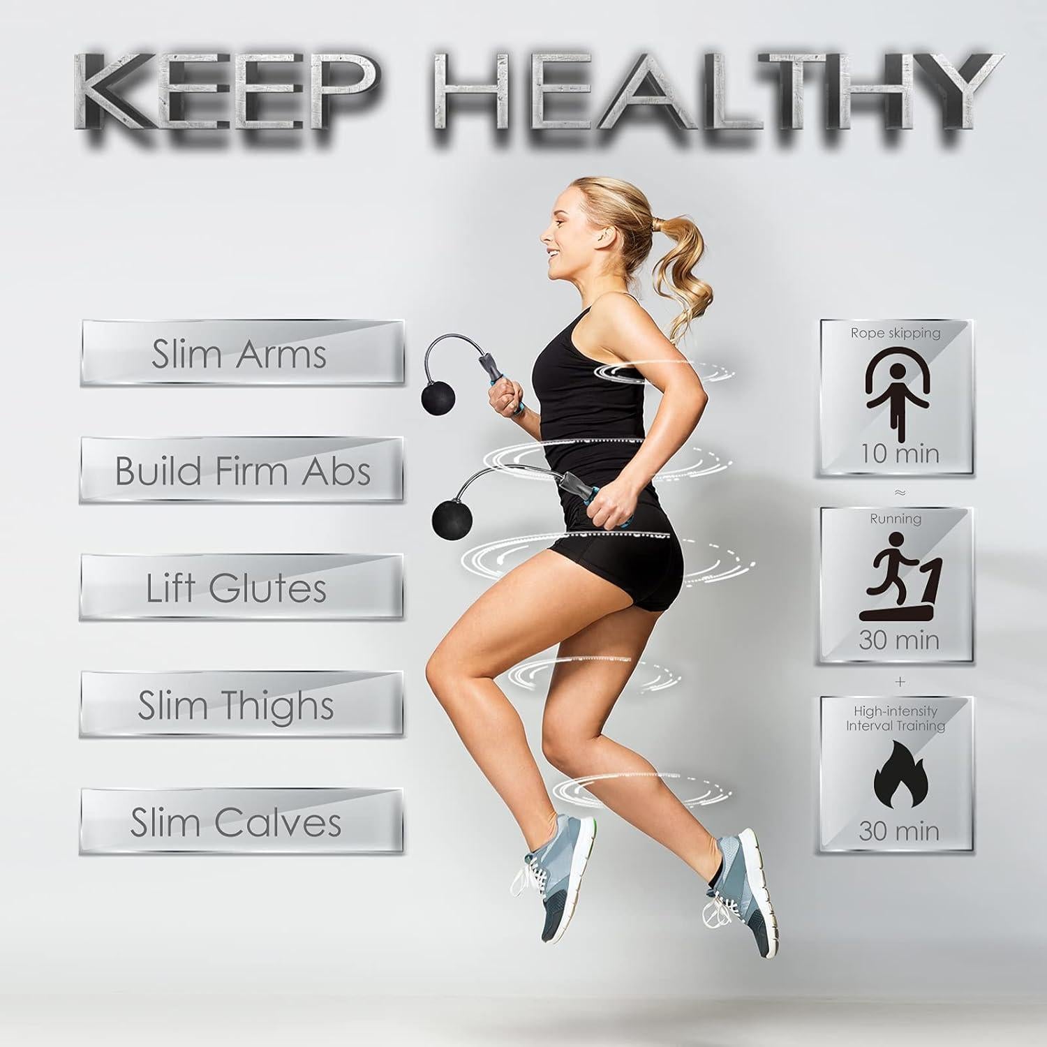 Cuerda de Salto Inalámbrica Agorizeo con Peso - Fitness