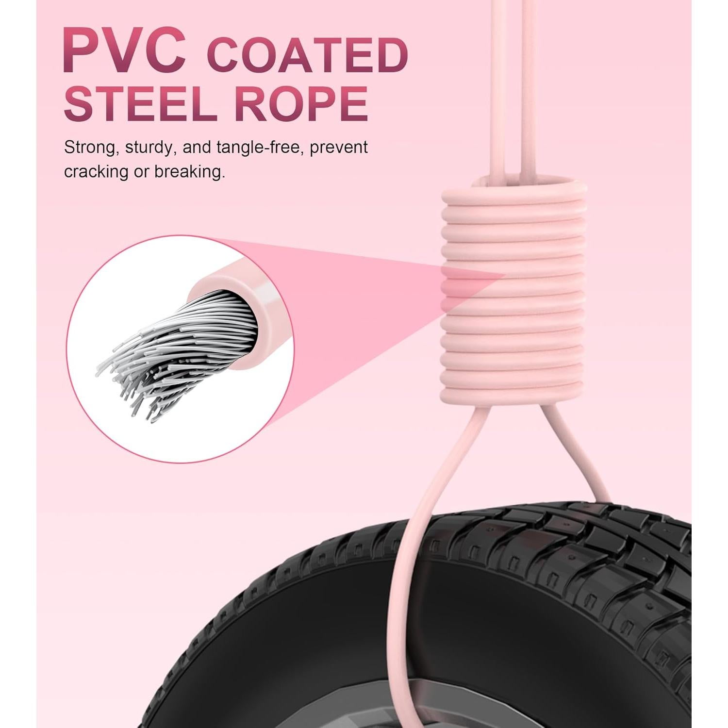 Cuerda de Salto AUMCDIK Ajustable para Fitness 2.8m Rosa