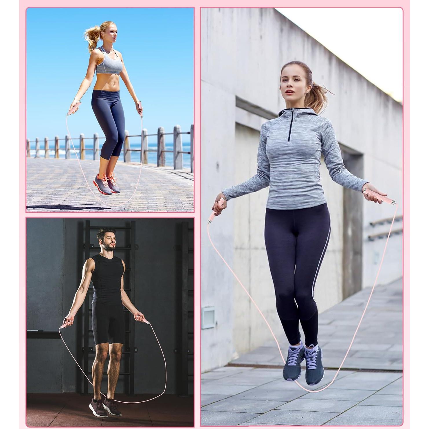 Cuerda de Salto AUMCDIK Ajustable para Fitness 2.8m Rosa