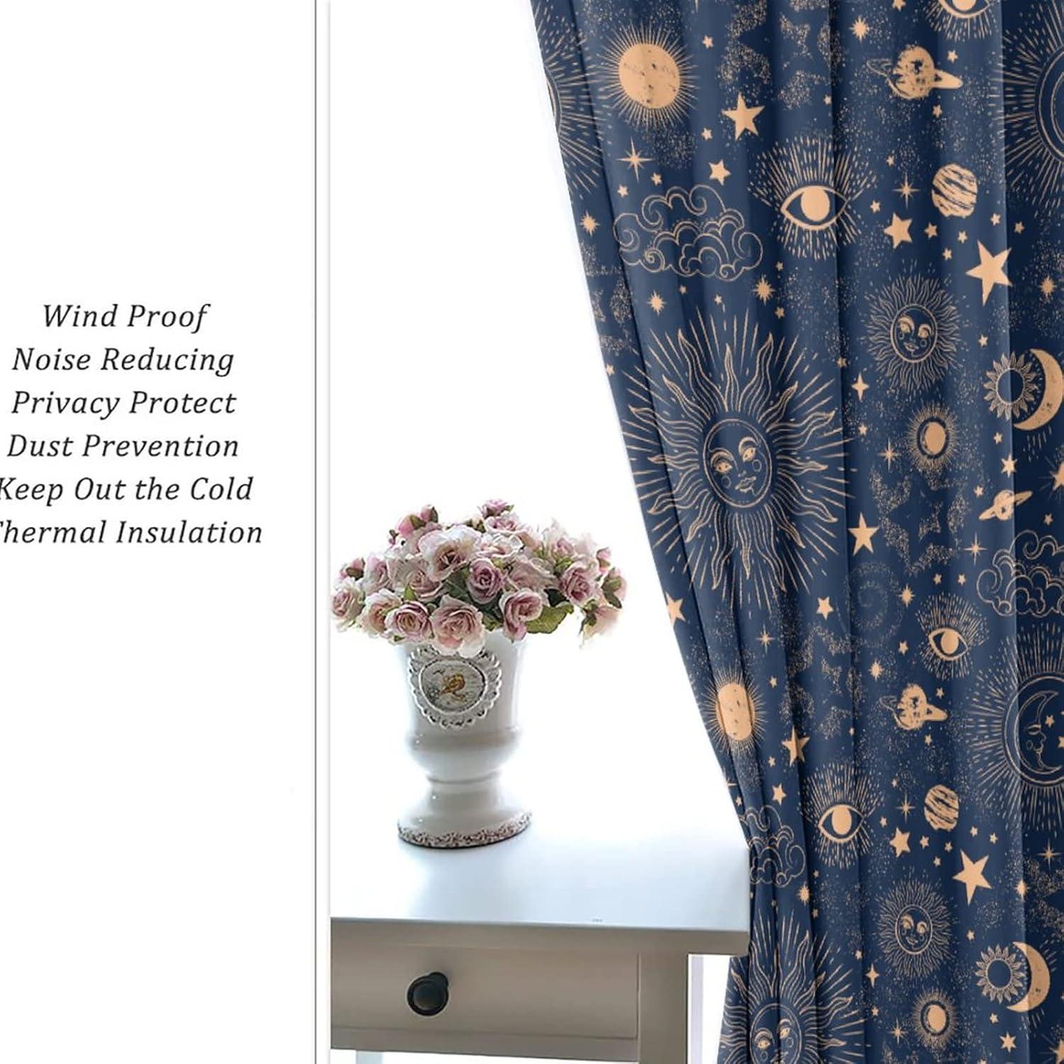 Cortina Blackout Llylumty Espacial Estrellas 2 Paneles 91x160cm