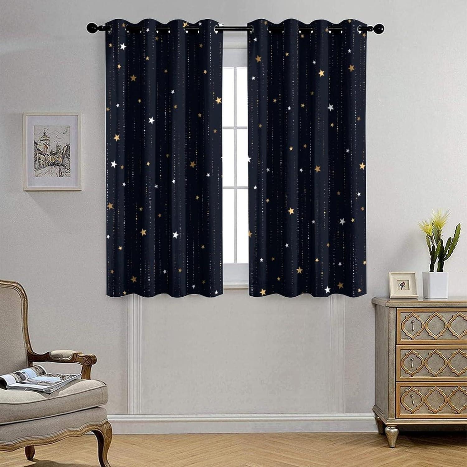 Cortinas Blackout Llylumty Estrella 80x183cm Juego de 2