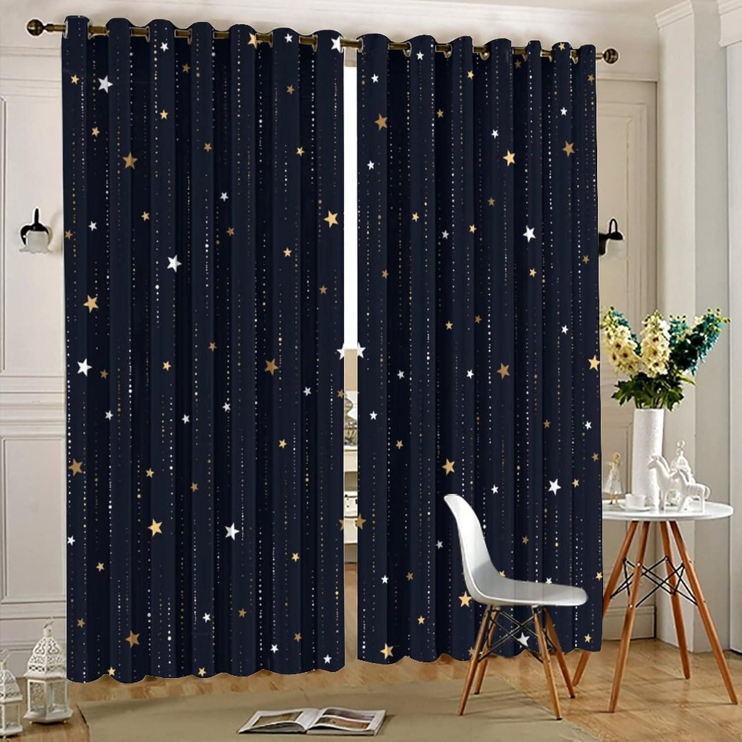 Cortinas Blackout Llylumty Estrella 80x183cm Juego de 2