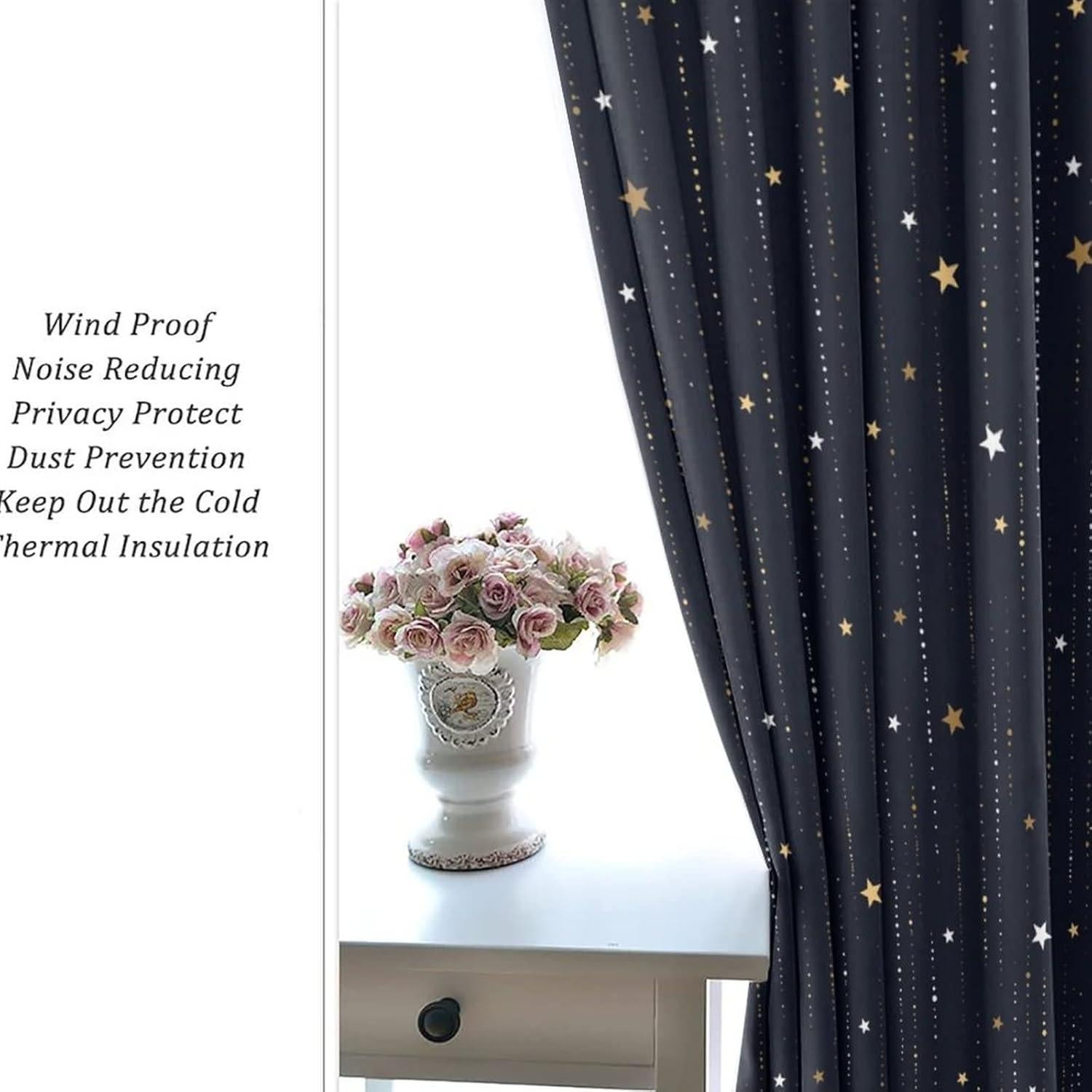 Cortinas Blackout Llylumty Estrella 80x183cm Juego de 2