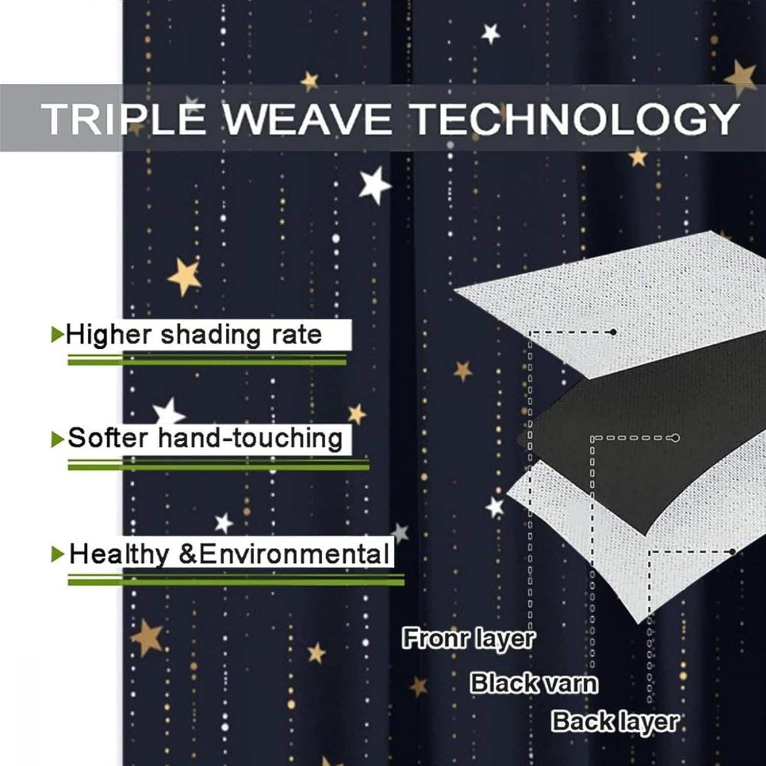 Cortinas Blackout Llylumty Estrella 80x183cm Juego de 2