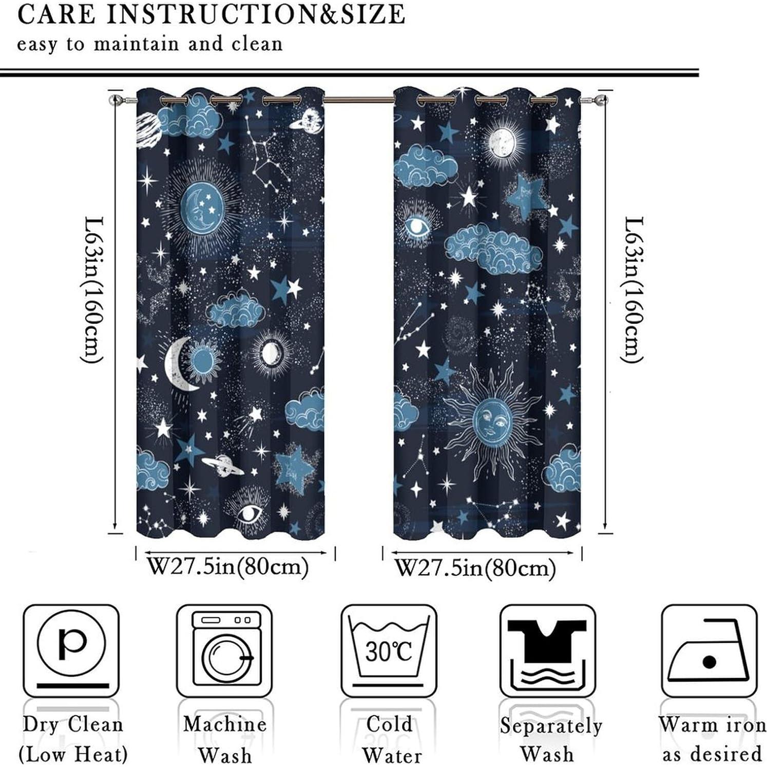 Cortinas Blackout Llylumty Estrella 70x160cm Juego de 2