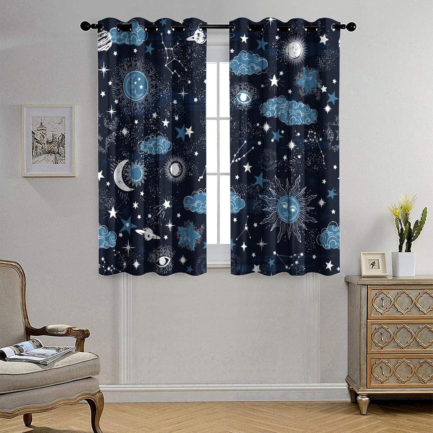 Cortinas Blackout Llylumty Estrella 70x160cm Juego de 2