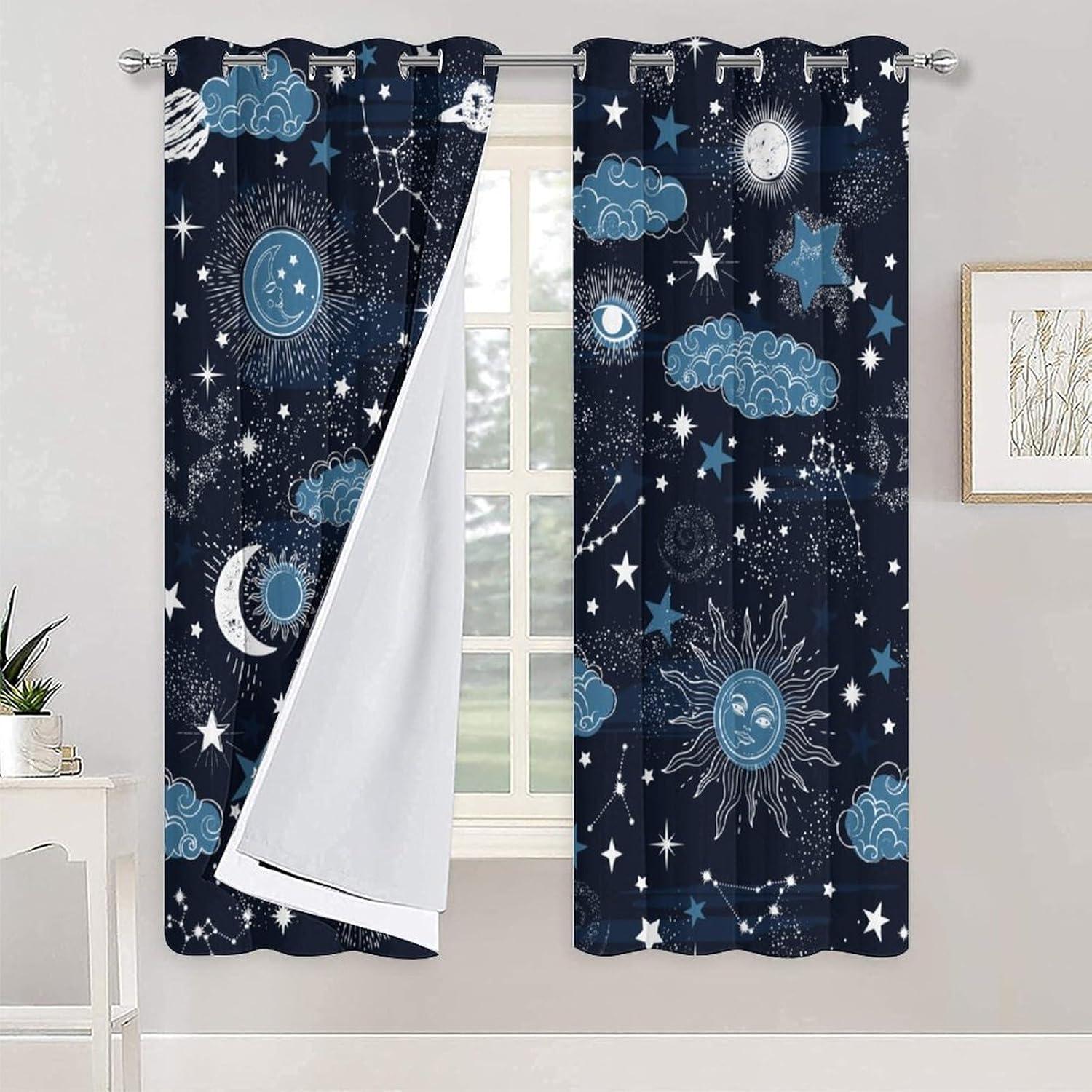 Cortinas Blackout Llylumty Estrella 70x160cm Juego de 2