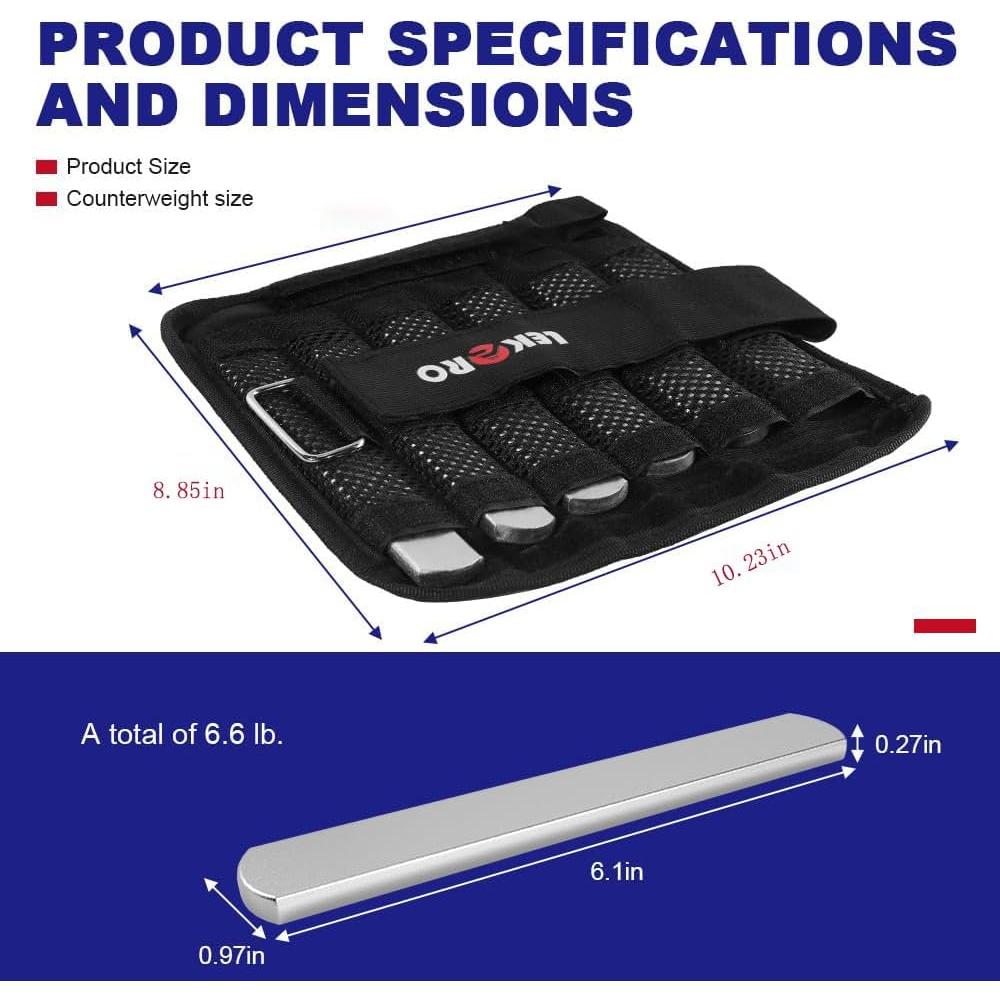 Pesas de Muñeca y Tobillo Ajustables LEKÄRO 3 kg - 1 Par