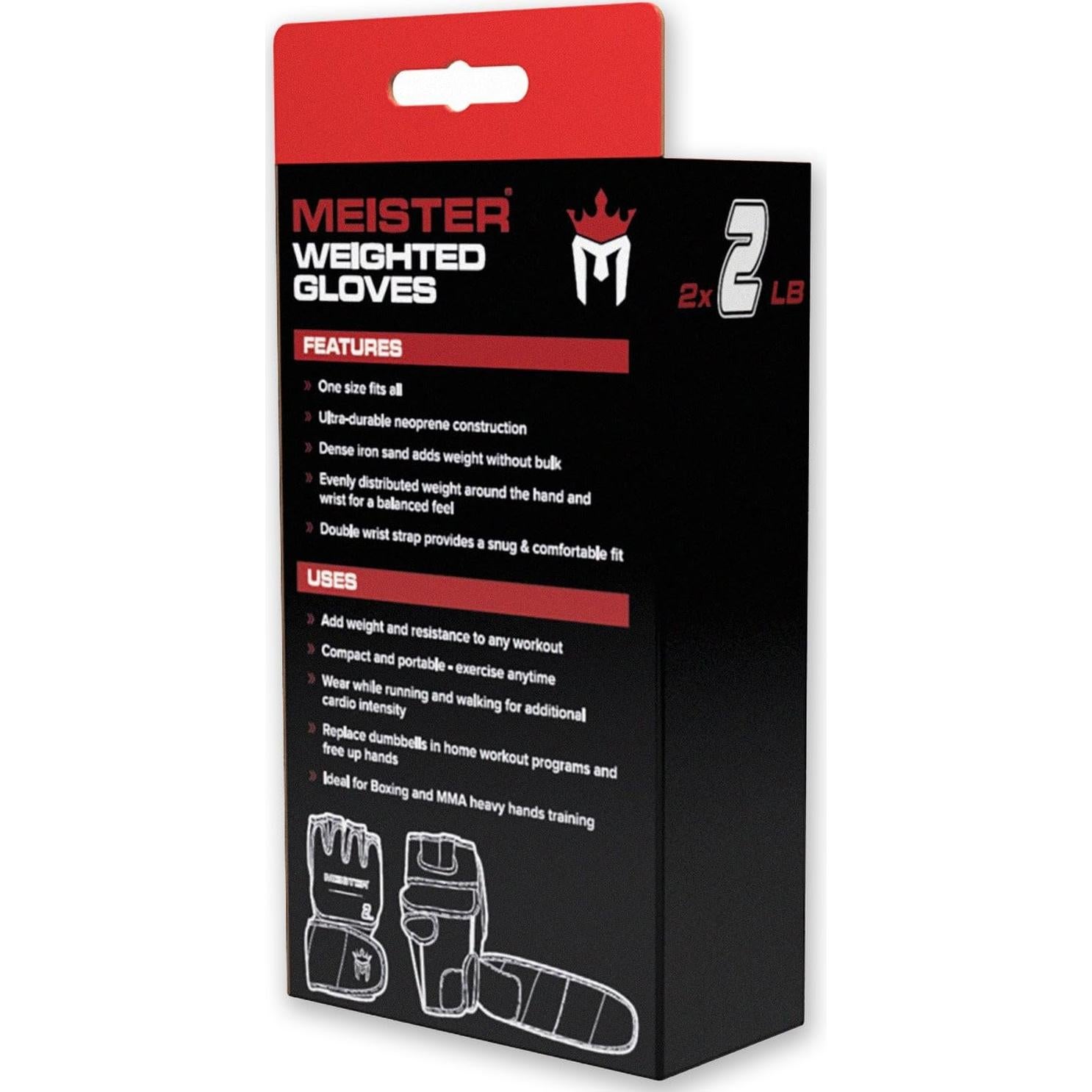 Guantes con peso Meister de neopreno 2lb para entrenamiento