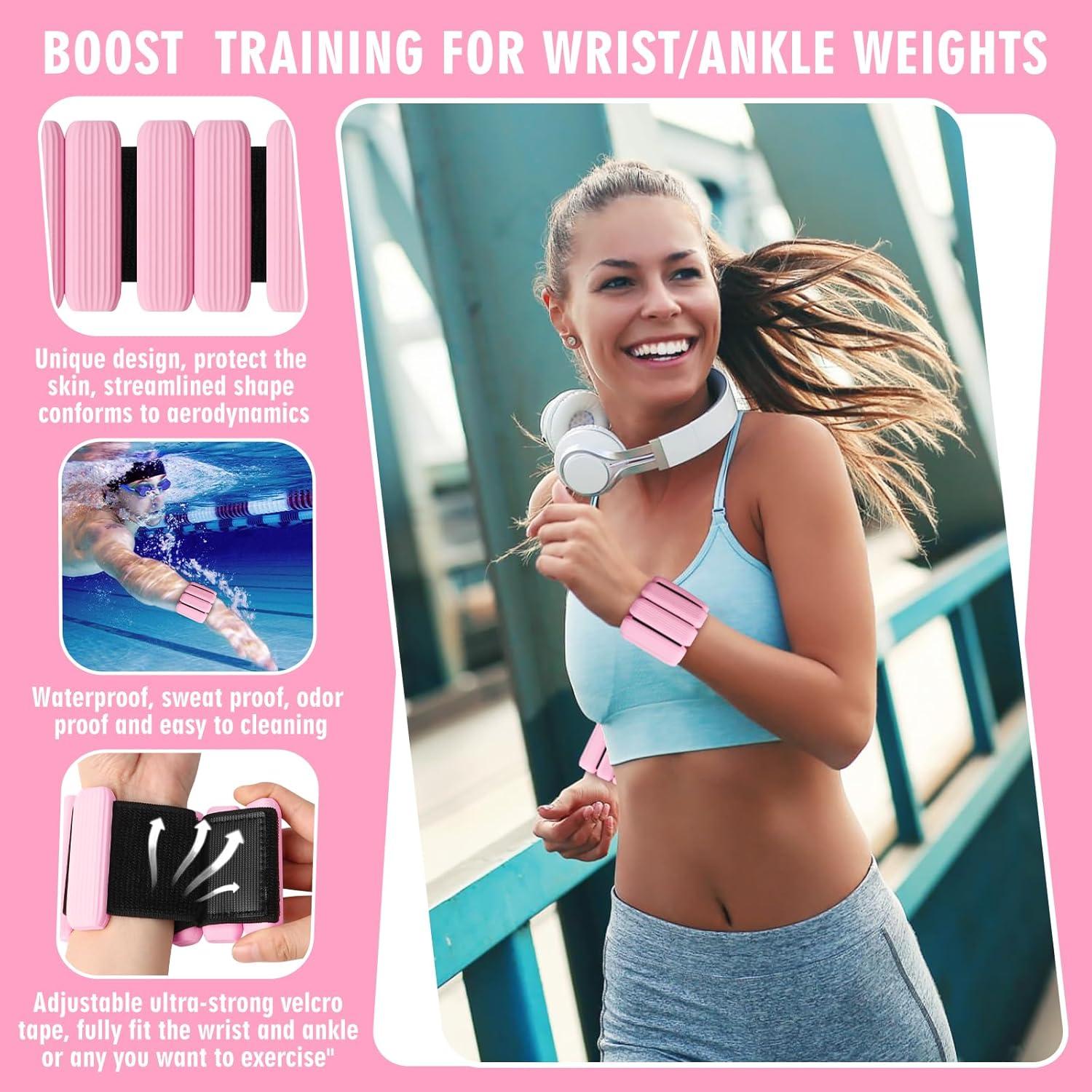 Pesas de Muñeca Ajustables GALLIA 0.91kg 2Pack Rosa