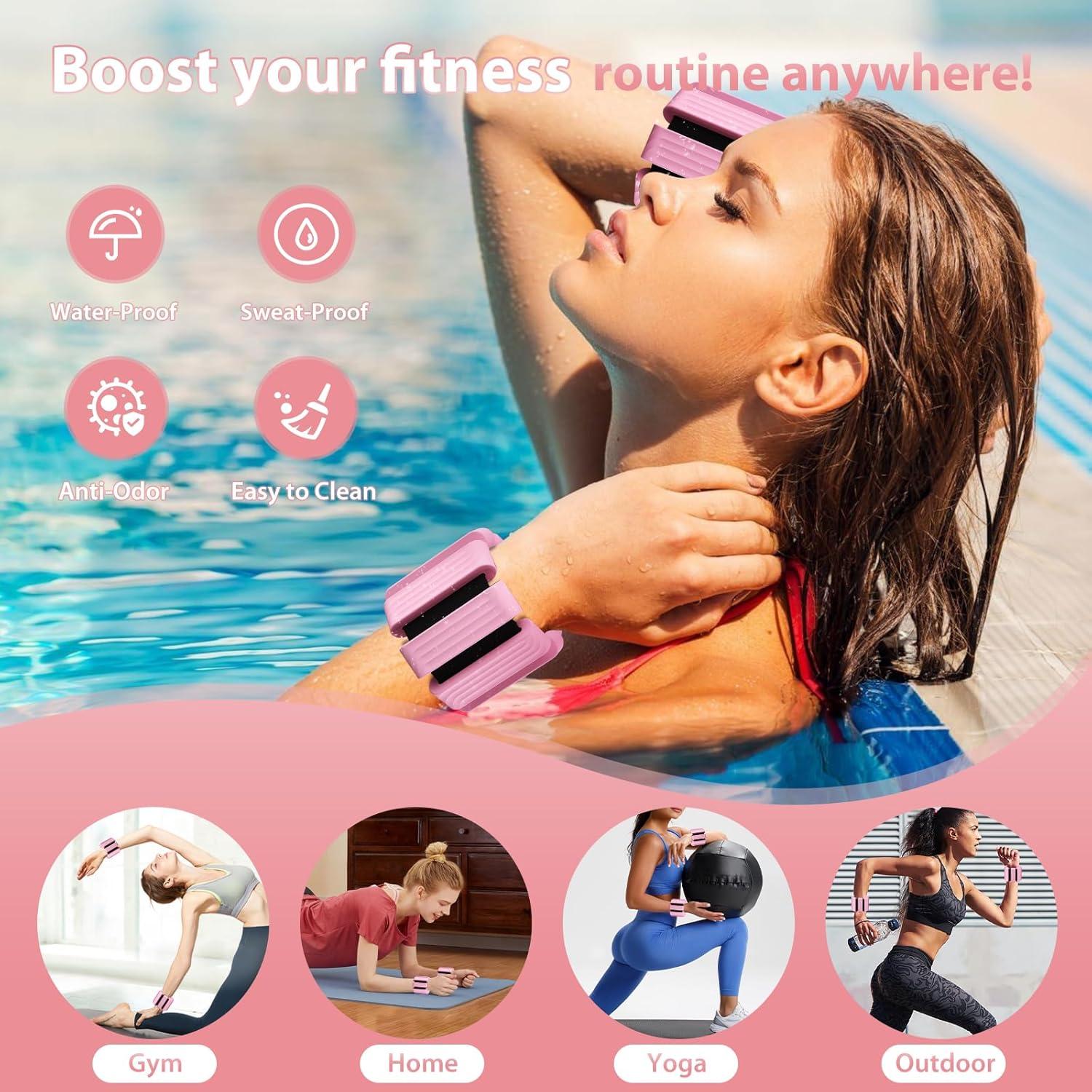 Pesas de Muñeca y Tobillo PENOMO 0.91 kg Ajustables Rosa